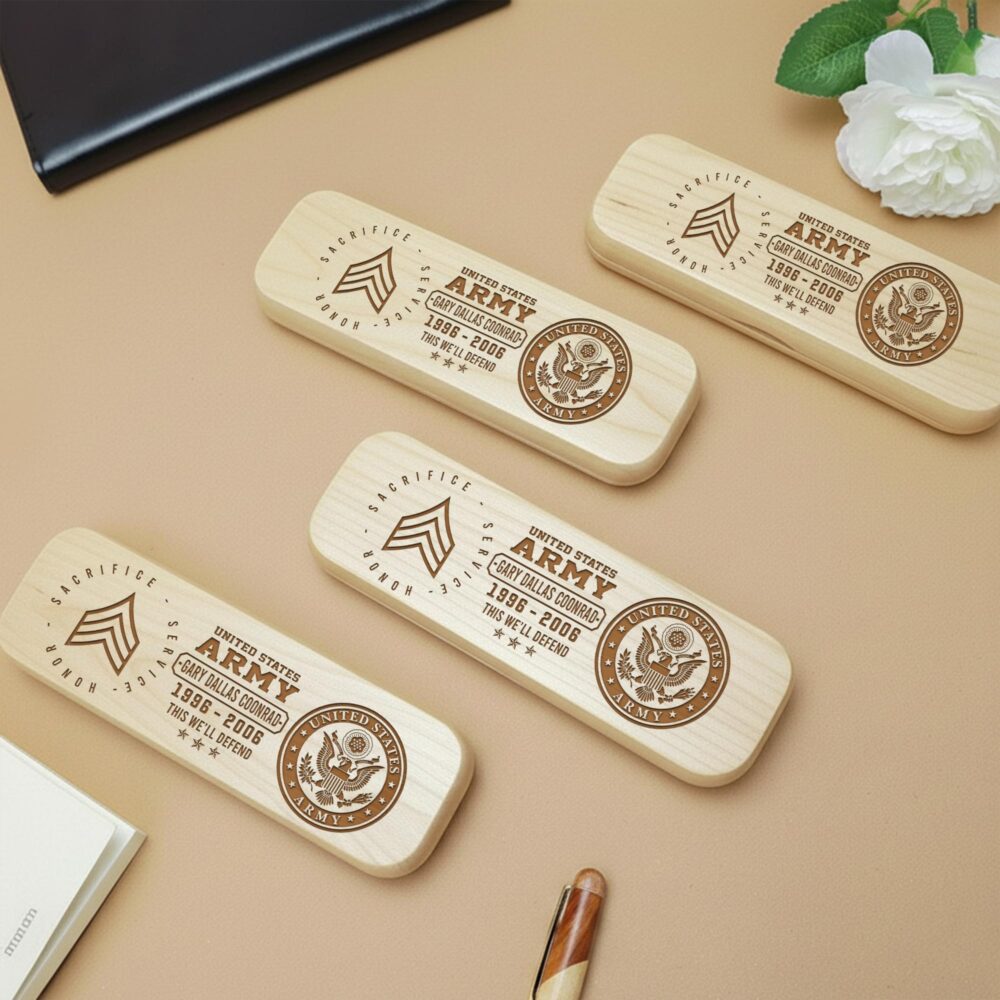 US Army, No One Gets Left Behind - Engraved Maple Fountain Pen - Image 3