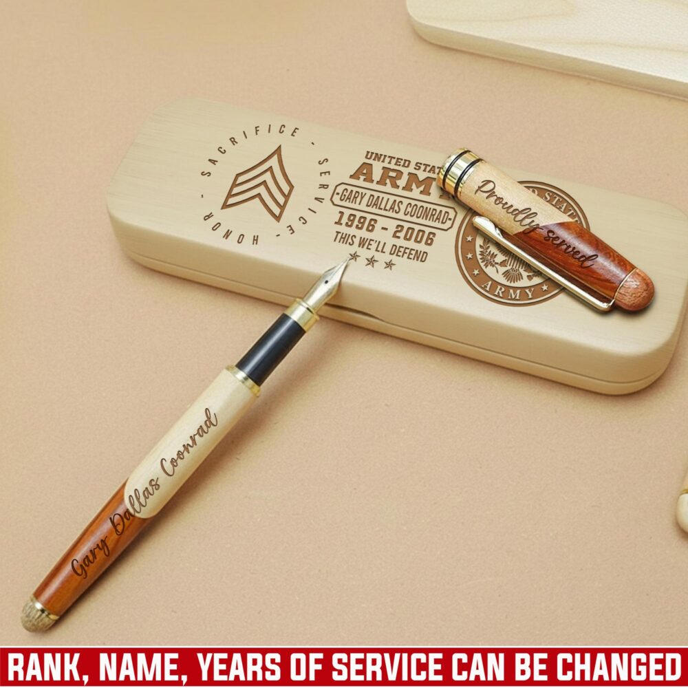 US Army, No One Gets Left Behind - Engraved Maple Fountain Pen