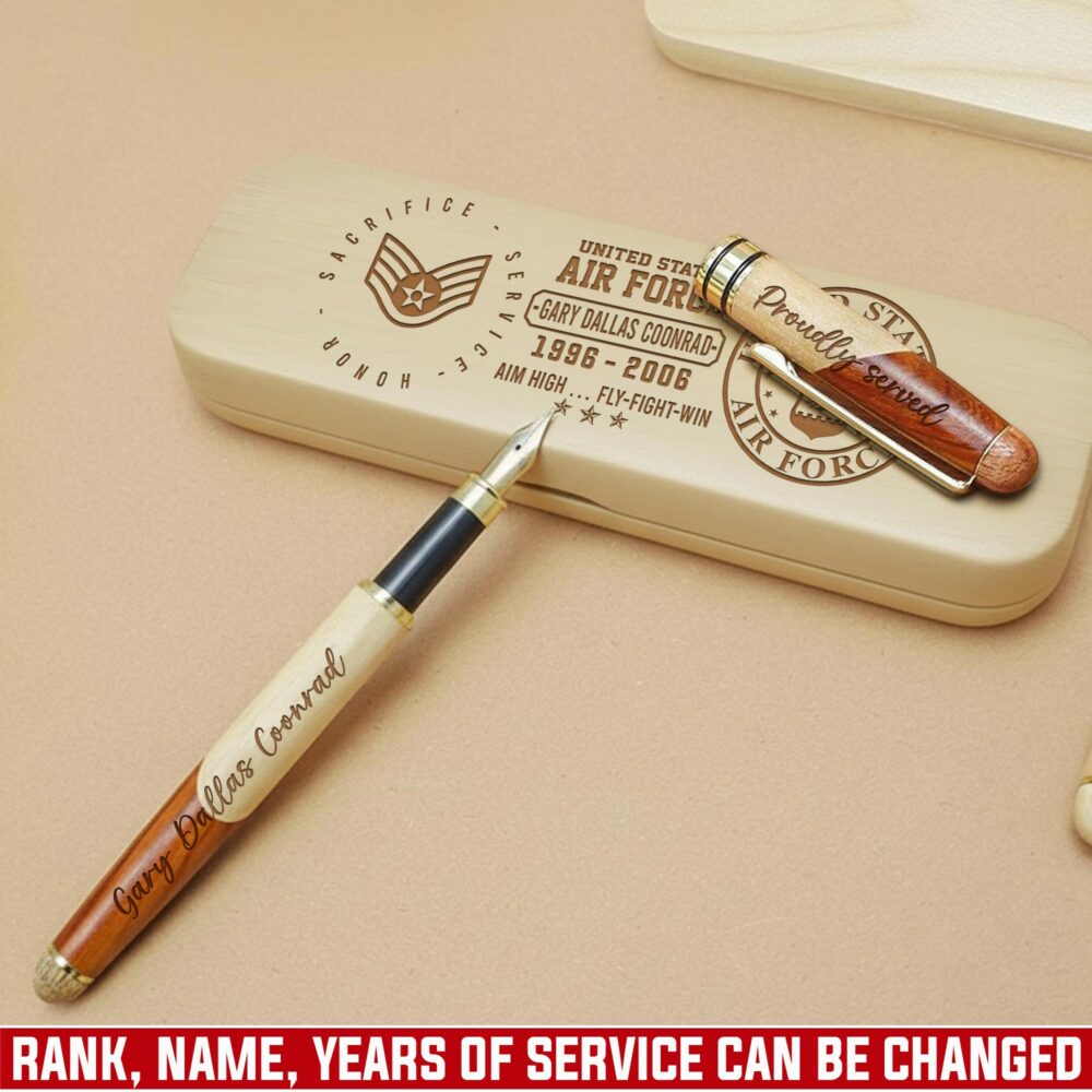 US Air Force, Defender of Freedom - Engraved Maple Fountain Pen
