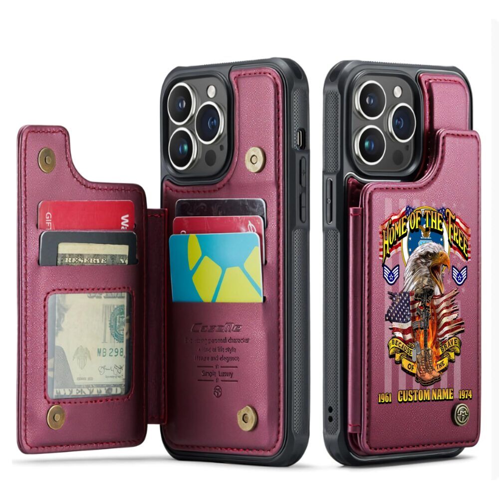 US Air Force , E 2 Air Force Airman - Leather Flip Phone Case - Image 4