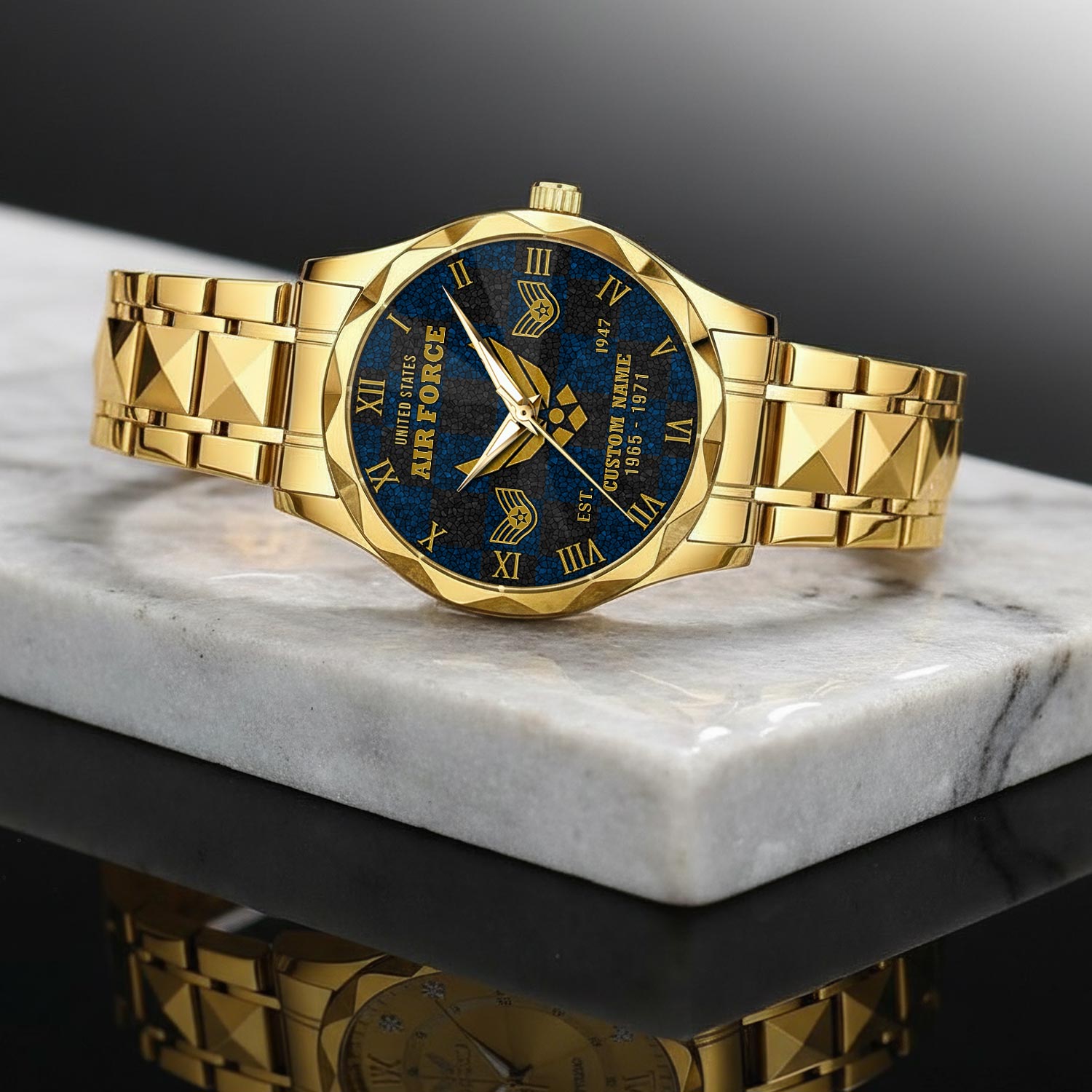 US Air Force, E 3 Air Force Airman First Class - Diamond-Cut Bezel Watch - Image 2