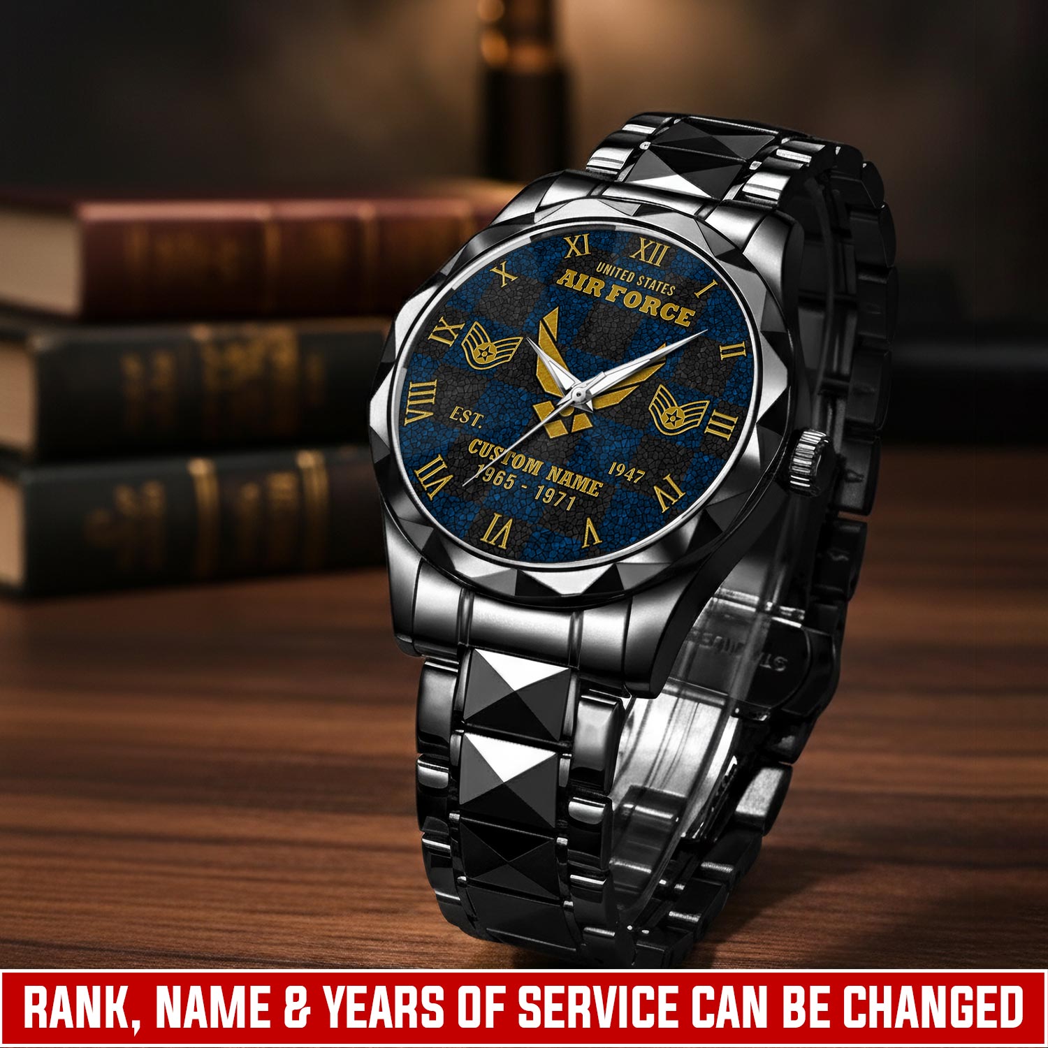 US Air Force, E 3 Air Force Airman First Class - Diamond-Cut Bezel Watch