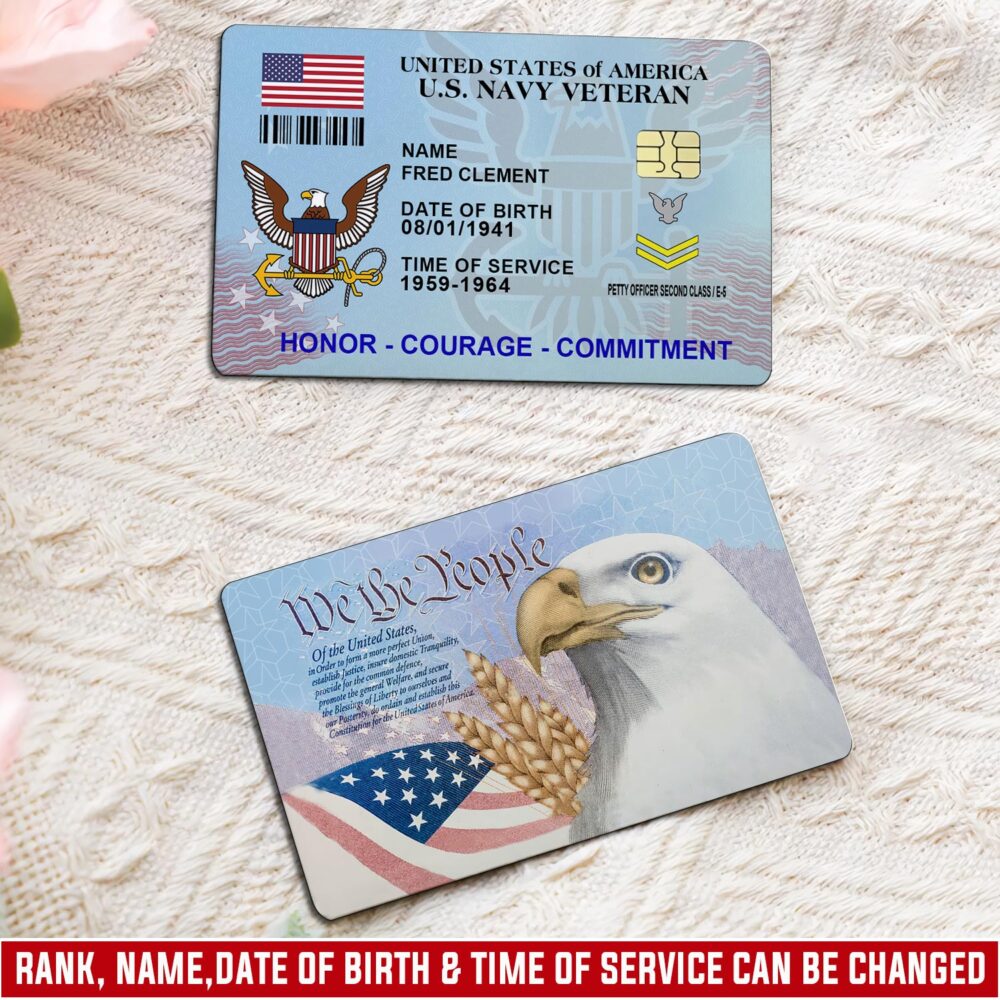 US Navy, E 4 Gold - Printed Metal Card