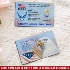 US Air Force , Honor, Duty, Service - Printed Metal Card