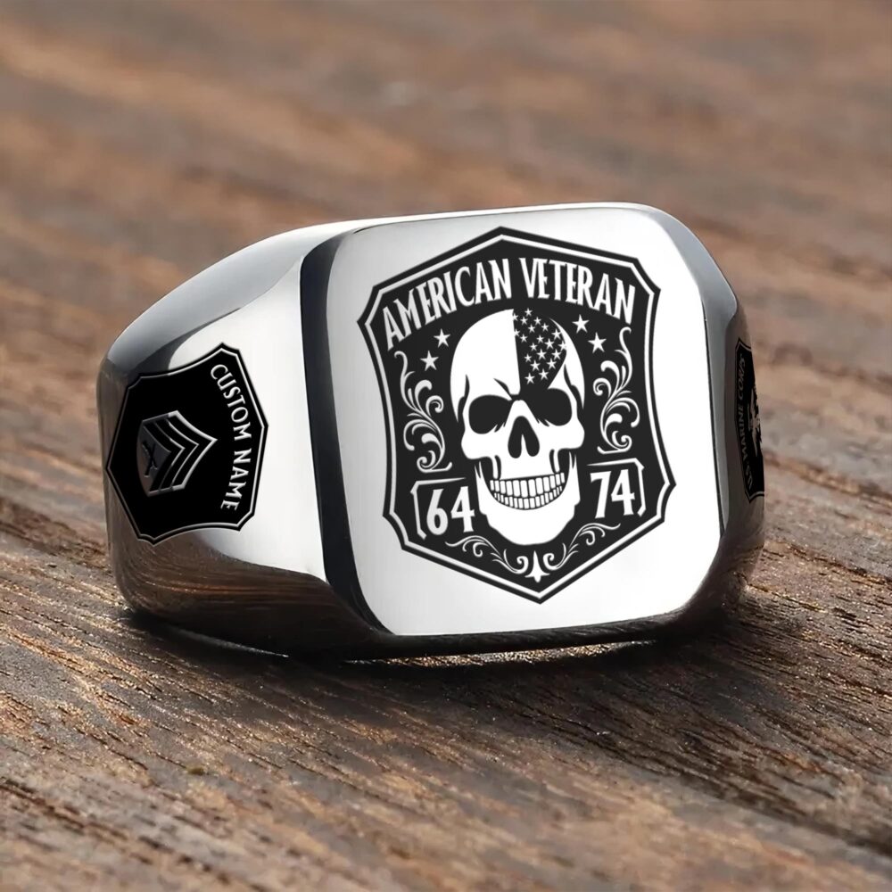 US Marine Corps, Duty, Honor, Country - Engraved Men's Ring - Image 3