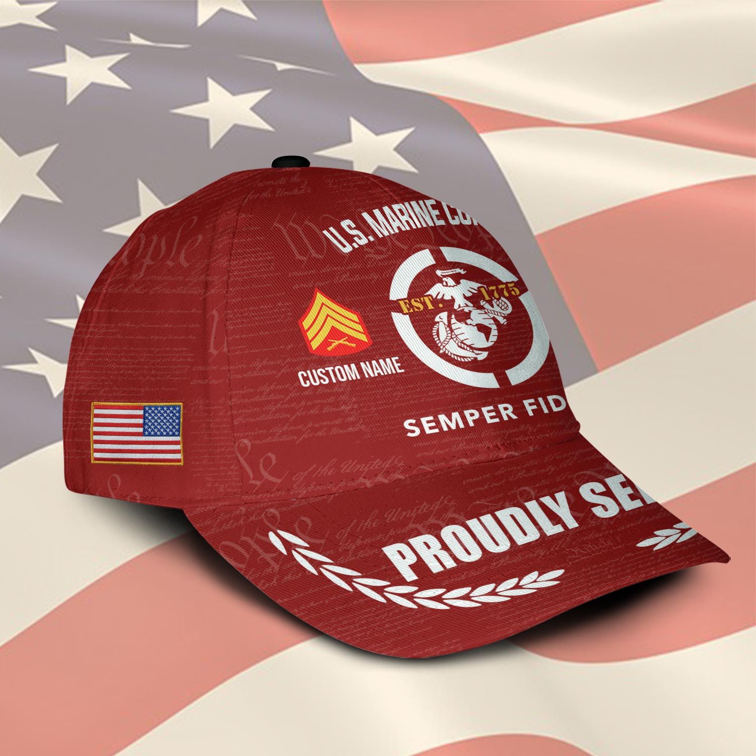 US Marine Corps, E 7 Marines Gunnery Sergeant - Classic Cap - Image 2