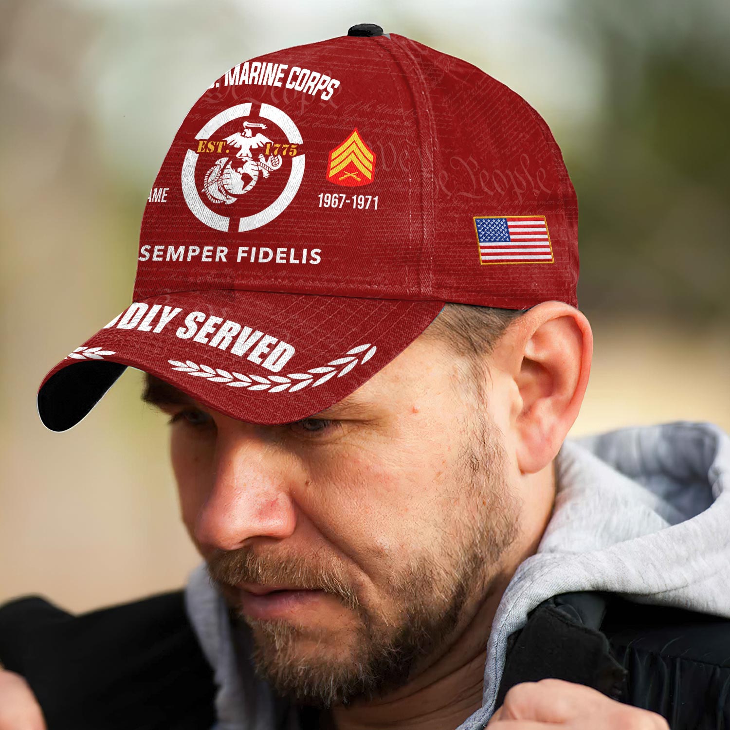 US Marine Corps, E 7 Marines Gunnery Sergeant - Classic Cap - Image 3