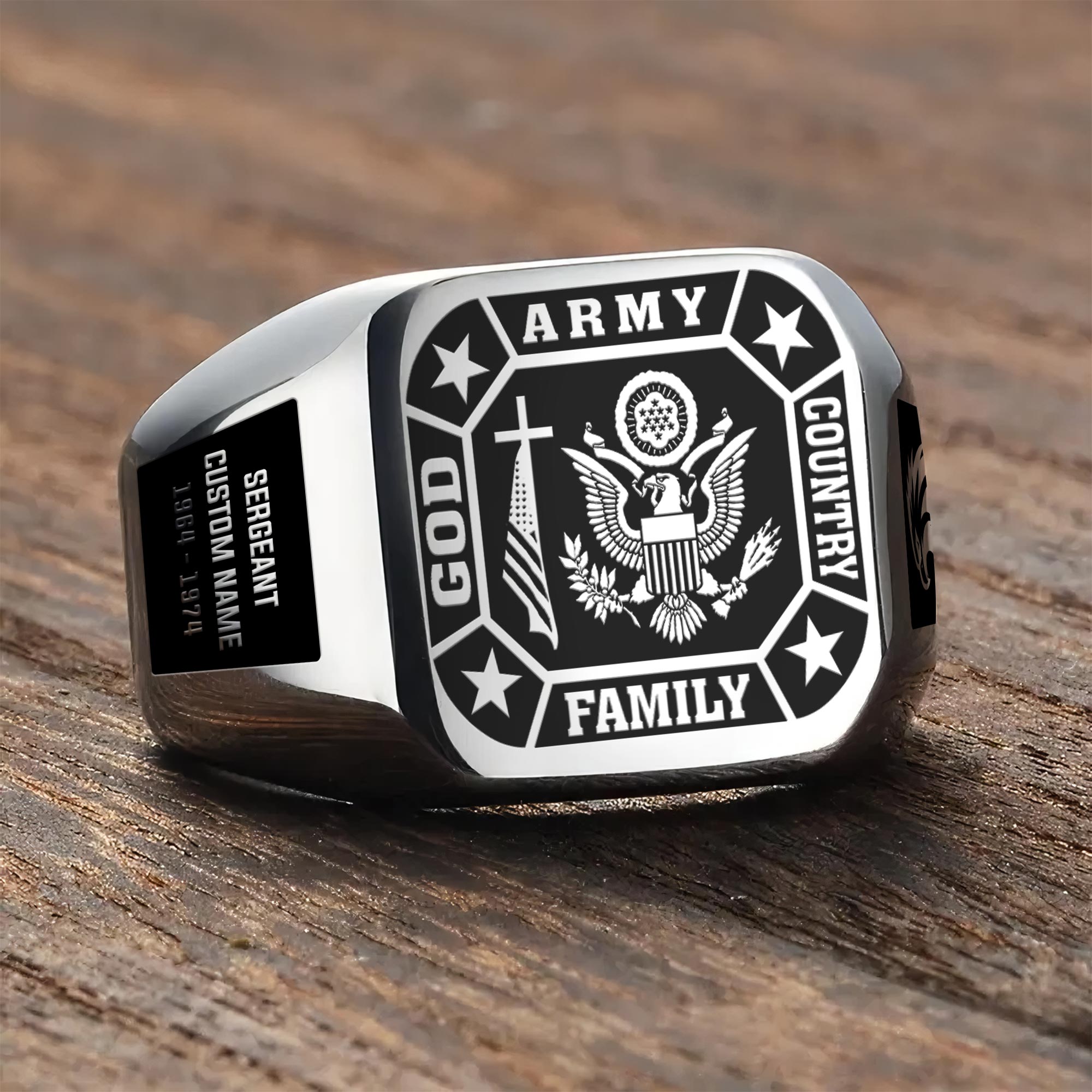 US Army, Life And Pride - Engraved Men's Ring - Image 3