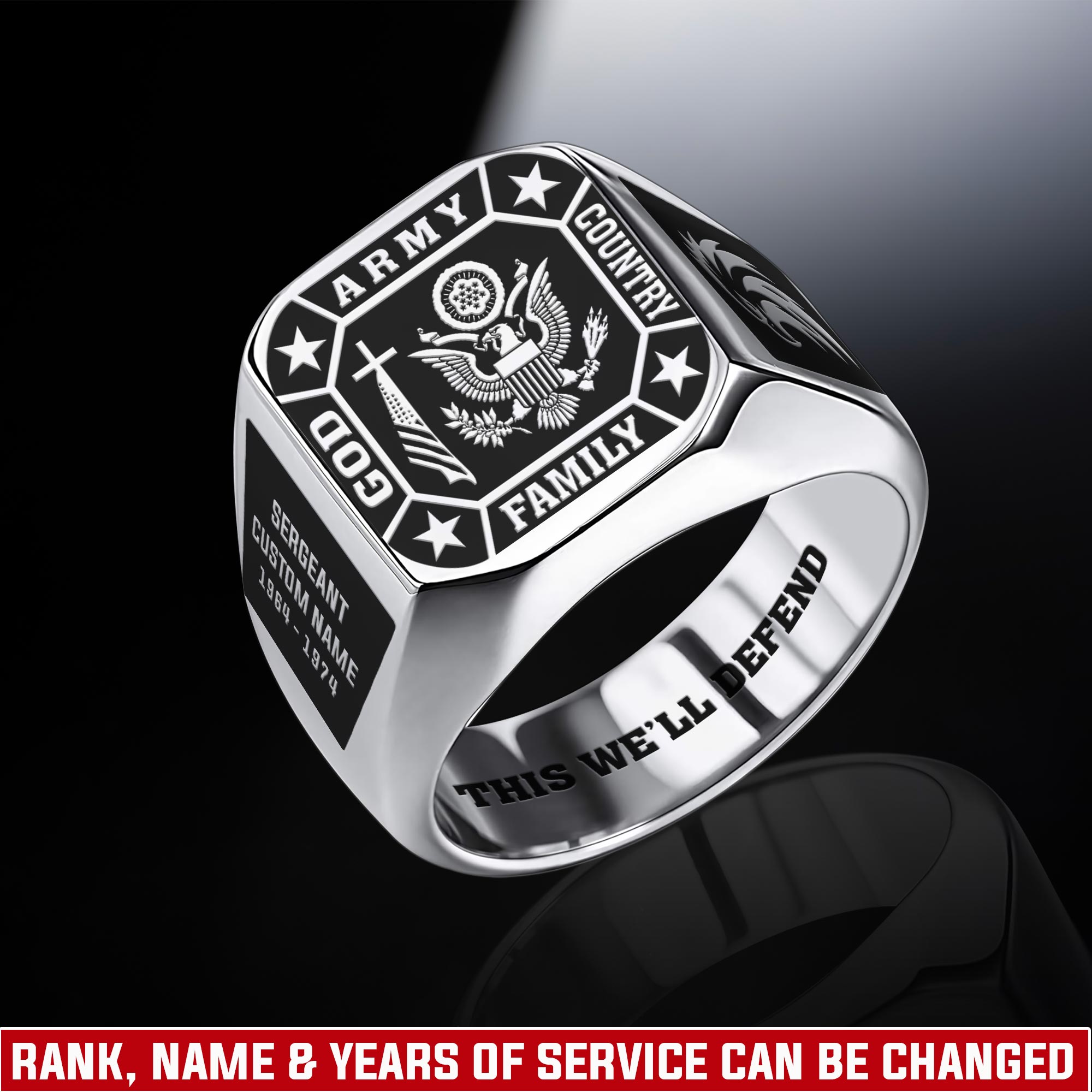 US Army, Life And Pride - Engraved Men's Ring