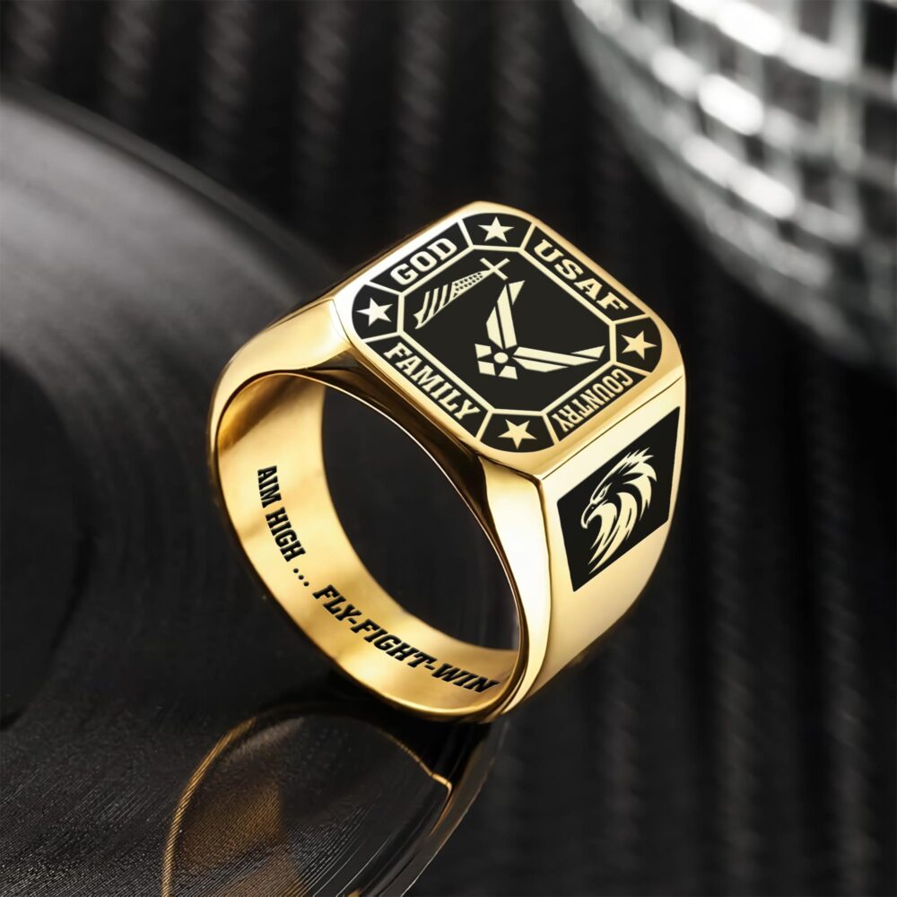 US Air Force , Proud To Have Served - Engraved Men's Ring - Image 2