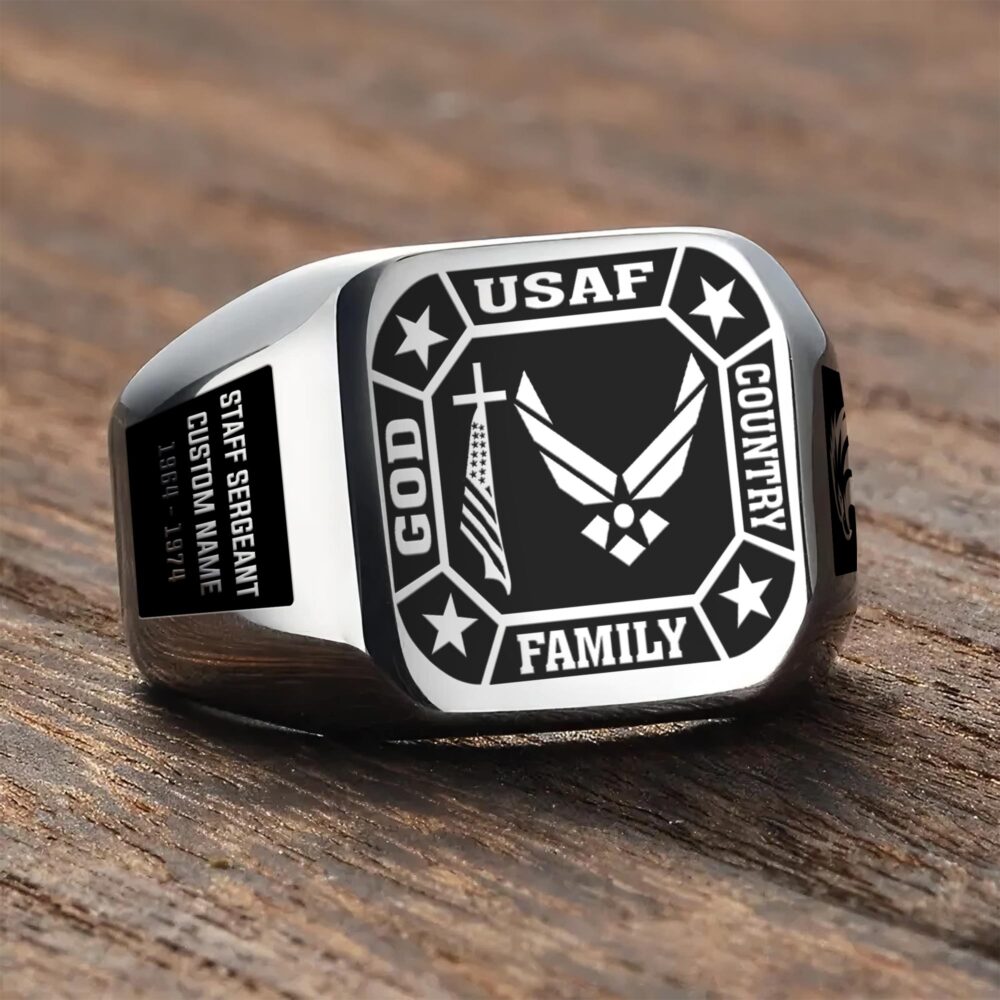 US Air Force , Proud To Have Served - Engraved Men's Ring - Image 3