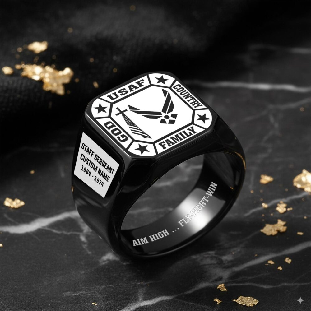 US Air Force , Proud To Have Served - Engraved Men's Ring - Image 8