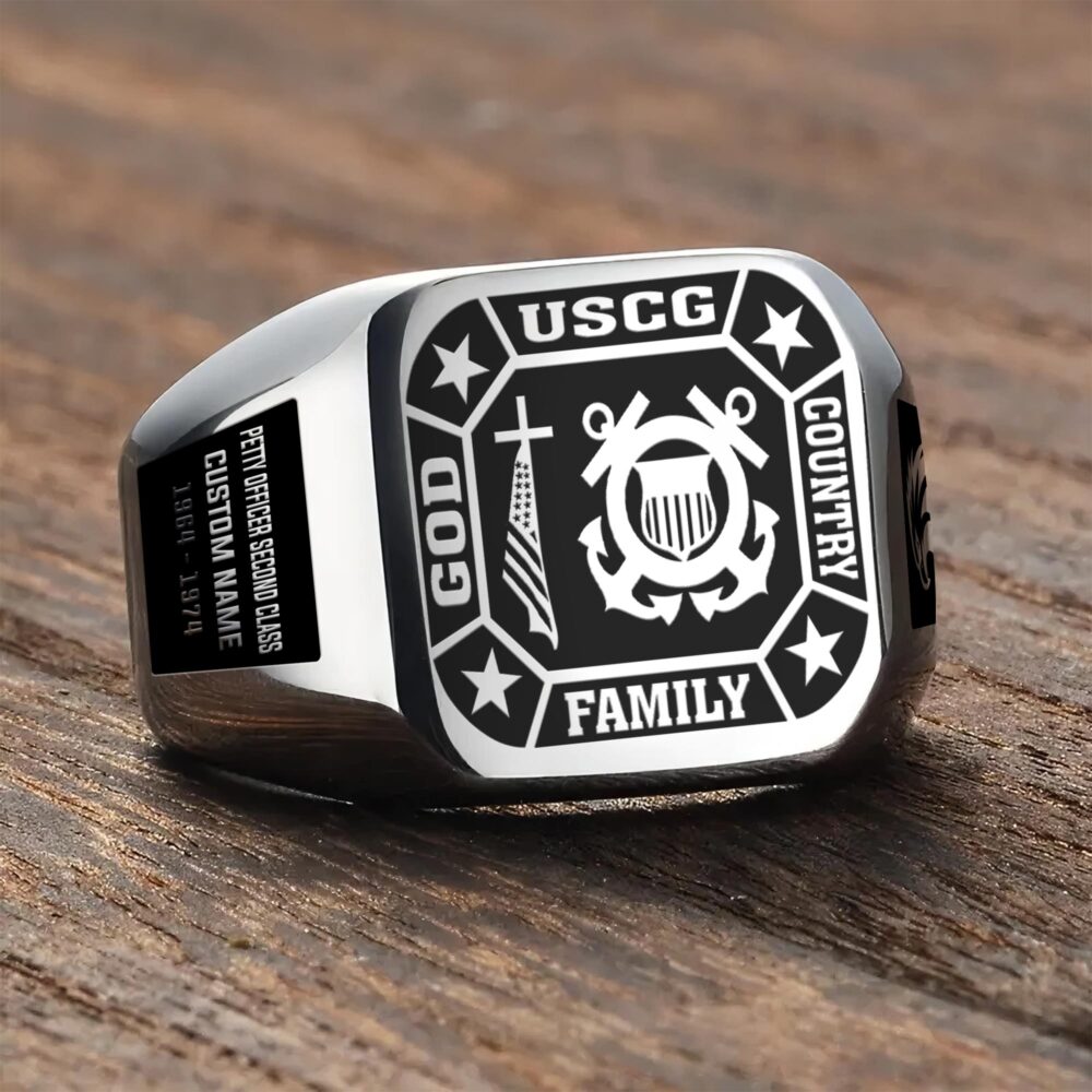 US Coast Guard, Freedom Isn't Free - Engraved Men's Ring - Image 3