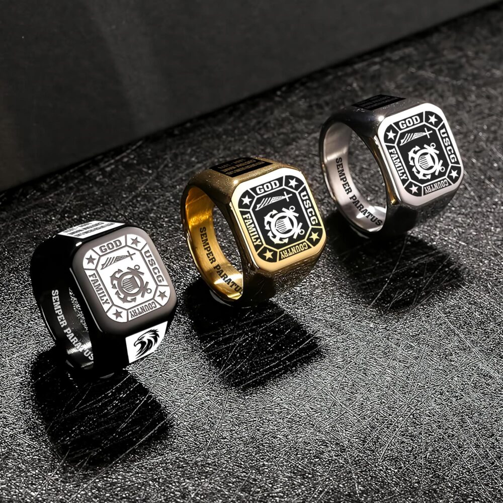 US Coast Guard, Freedom Isn't Free - Engraved Men's Ring - Image 7