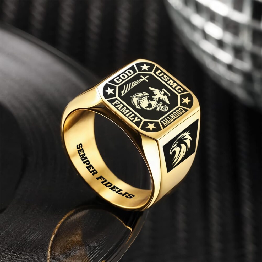 US Marine Corps, E 7 Marines Gunnery Sergeant - Engraved Men's Ring - Image 2