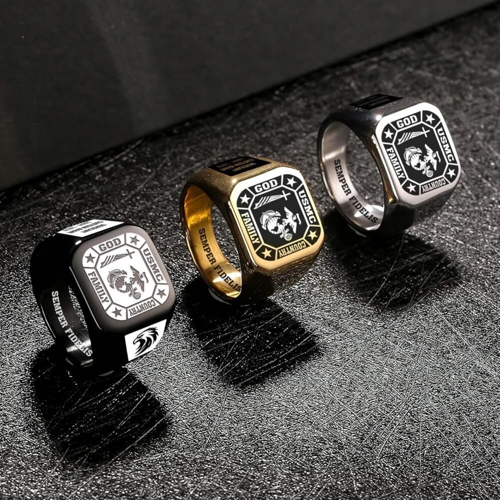 US Marine Corps, E 7 Marines Gunnery Sergeant - Engraved Men's Ring - Image 7