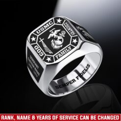 US Marine Corps, E 7 Marines Gunnery Sergeant - Engraved Men's Ring