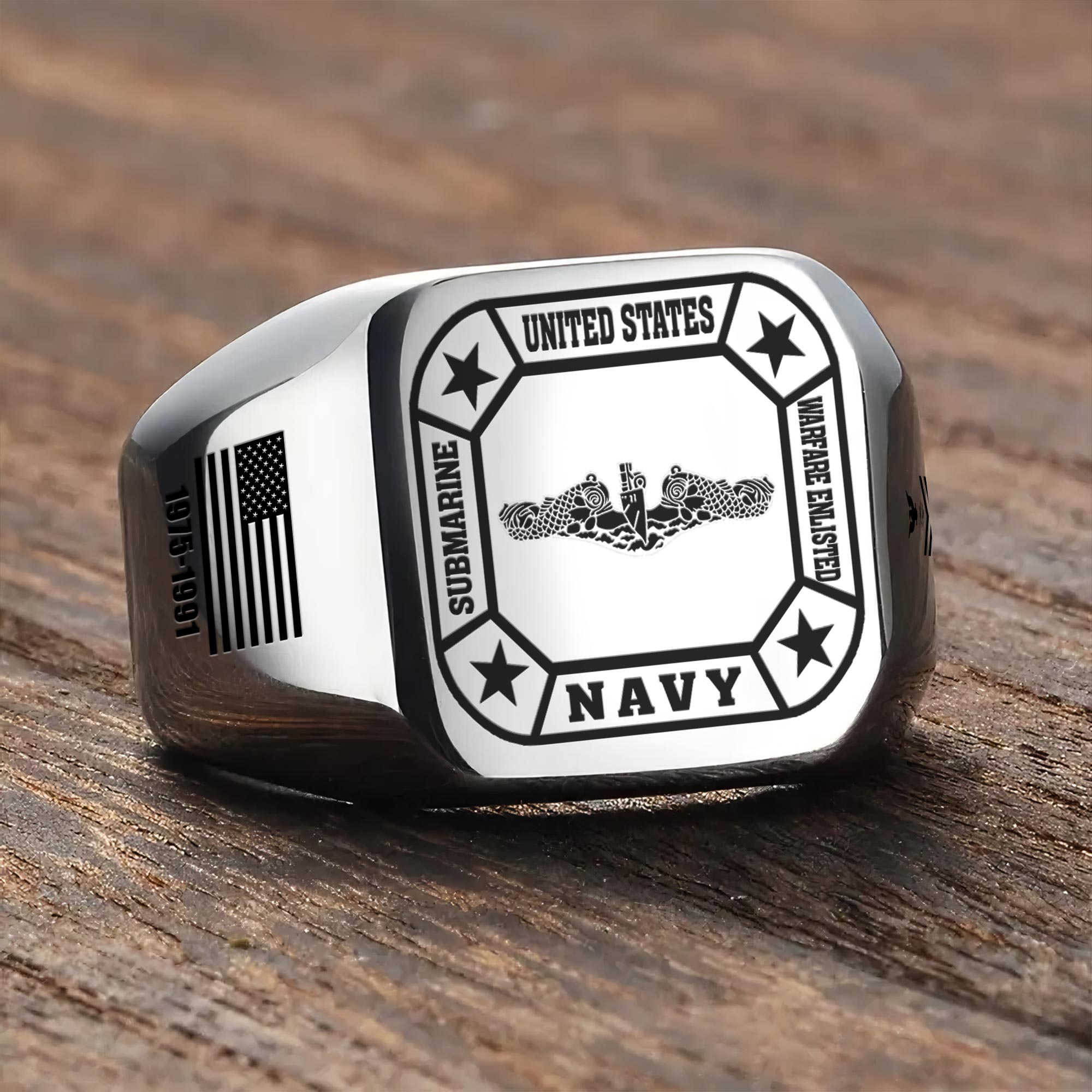 Navy Badge, Freedom Isn't Free - Engraved Men's Ring - Image 3