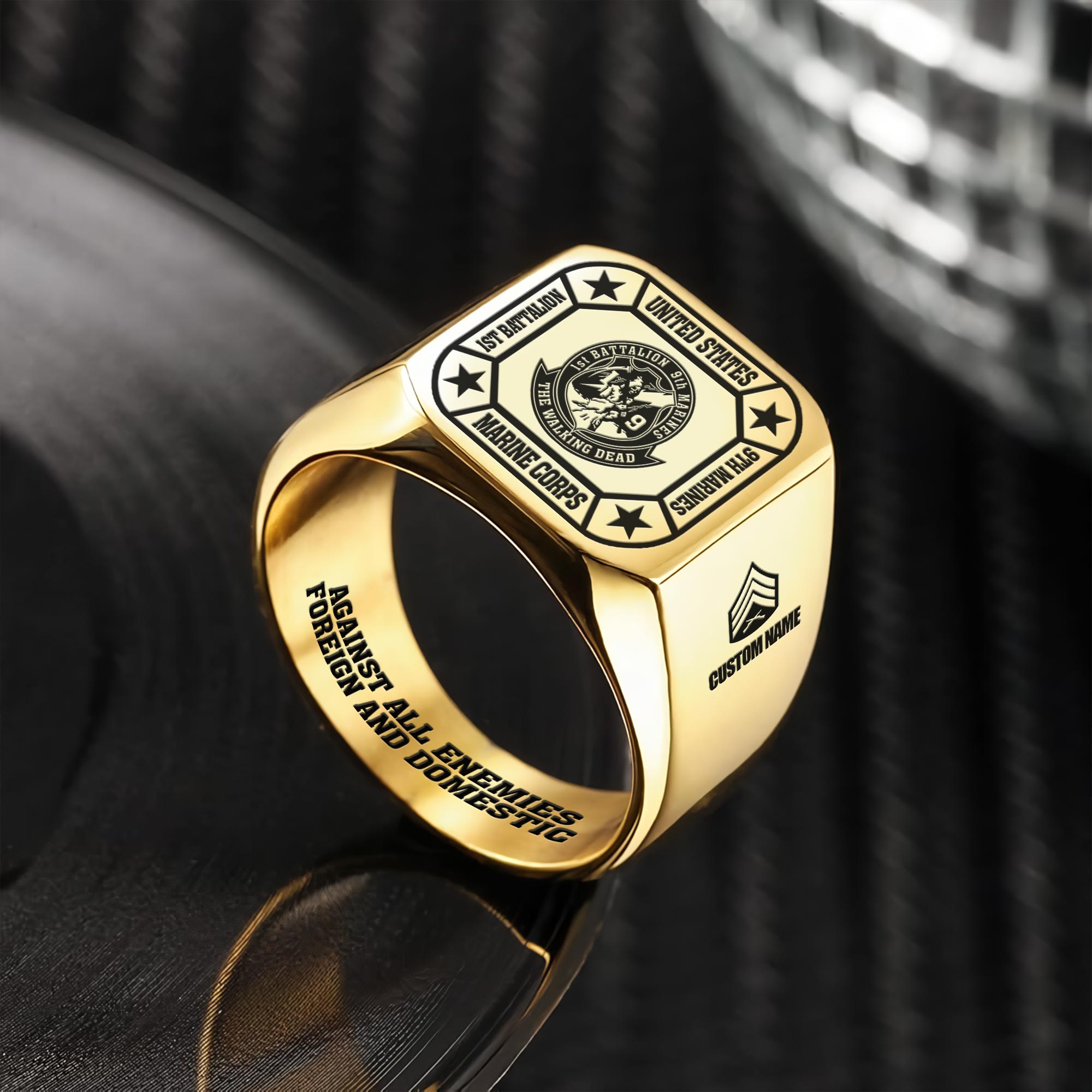 Marine Battalion, I Walked The Walk - Engraved Men's Ring - Image 2