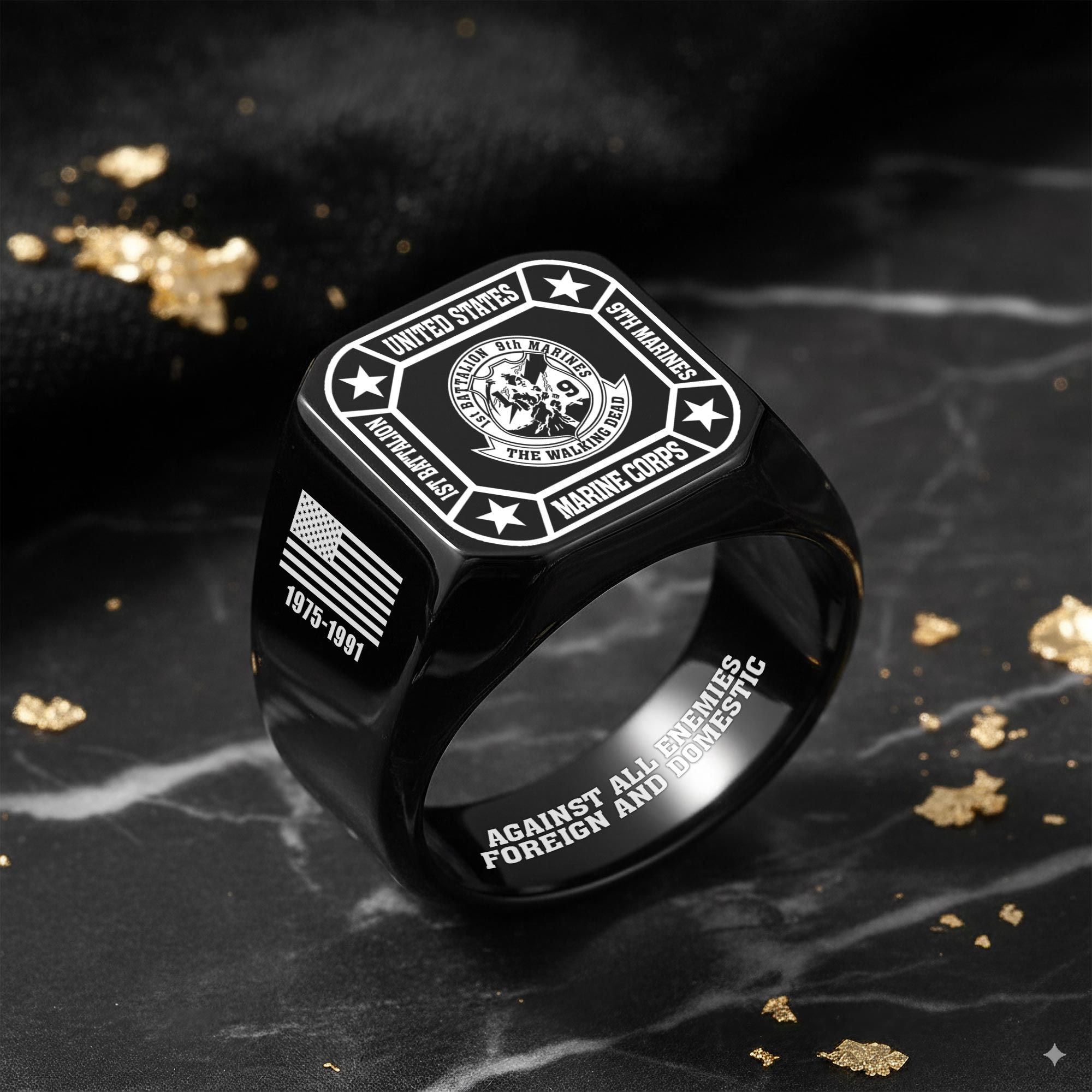 Marine Battalion, I Walked The Walk - Engraved Men's Ring - Image 8