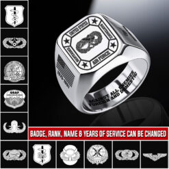 Air Force Badge, American By Birth, Veteran By Choice - Engraved Men's Ring