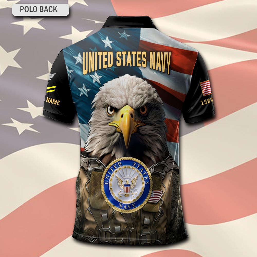 US Navy, Proud Veteran - Polo Shirt - Image 3