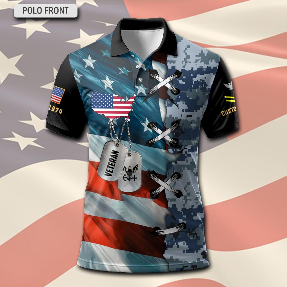 US Navy, Proud Veteran - Polo Shirt - Image 2