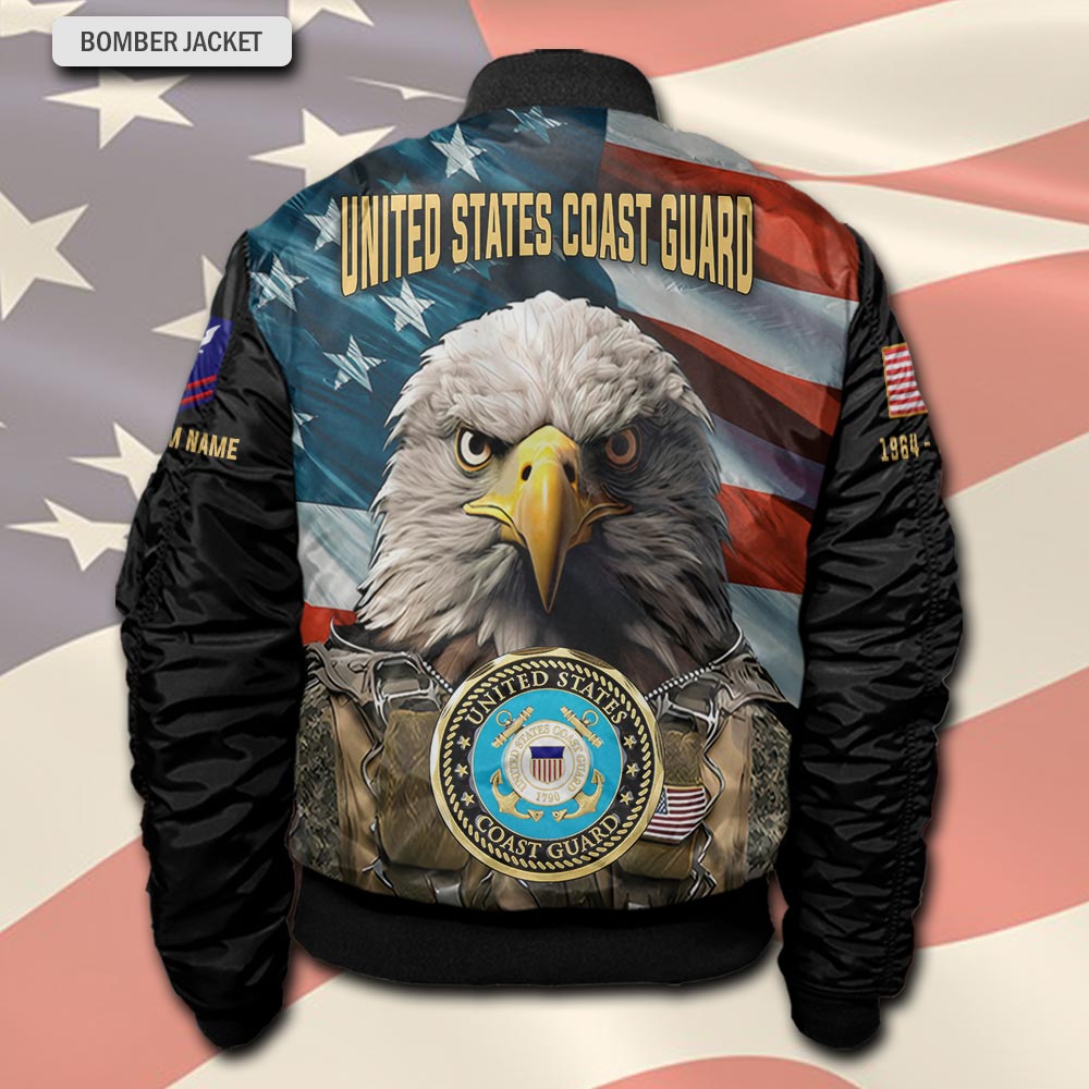 US Coast Guard, Remember - Honor - Respect - Bomber Jacket - Image 3