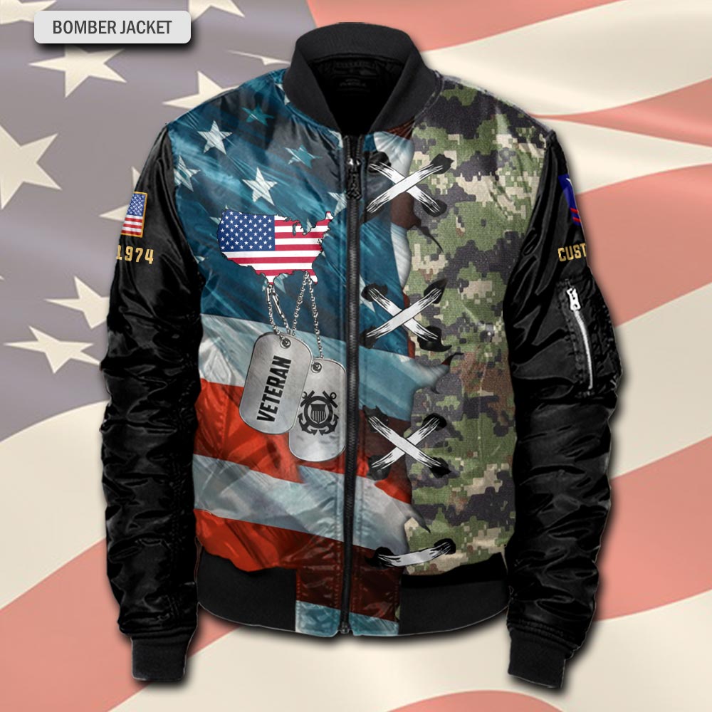 US Coast Guard, Remember - Honor - Respect - Bomber Jacket - Image 2