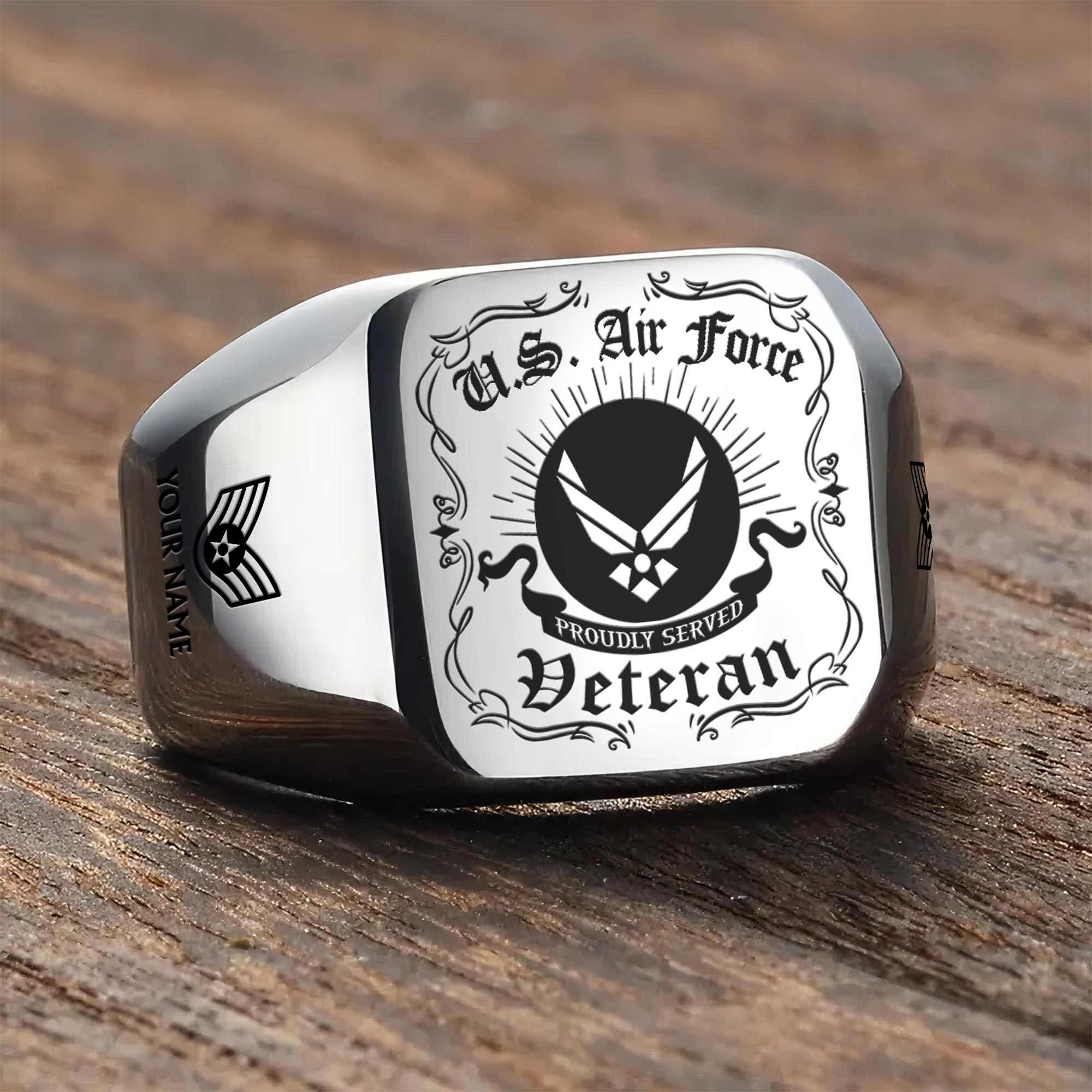 US Air Force , We Own The Sky - Engraved Men's Ring - Image 3