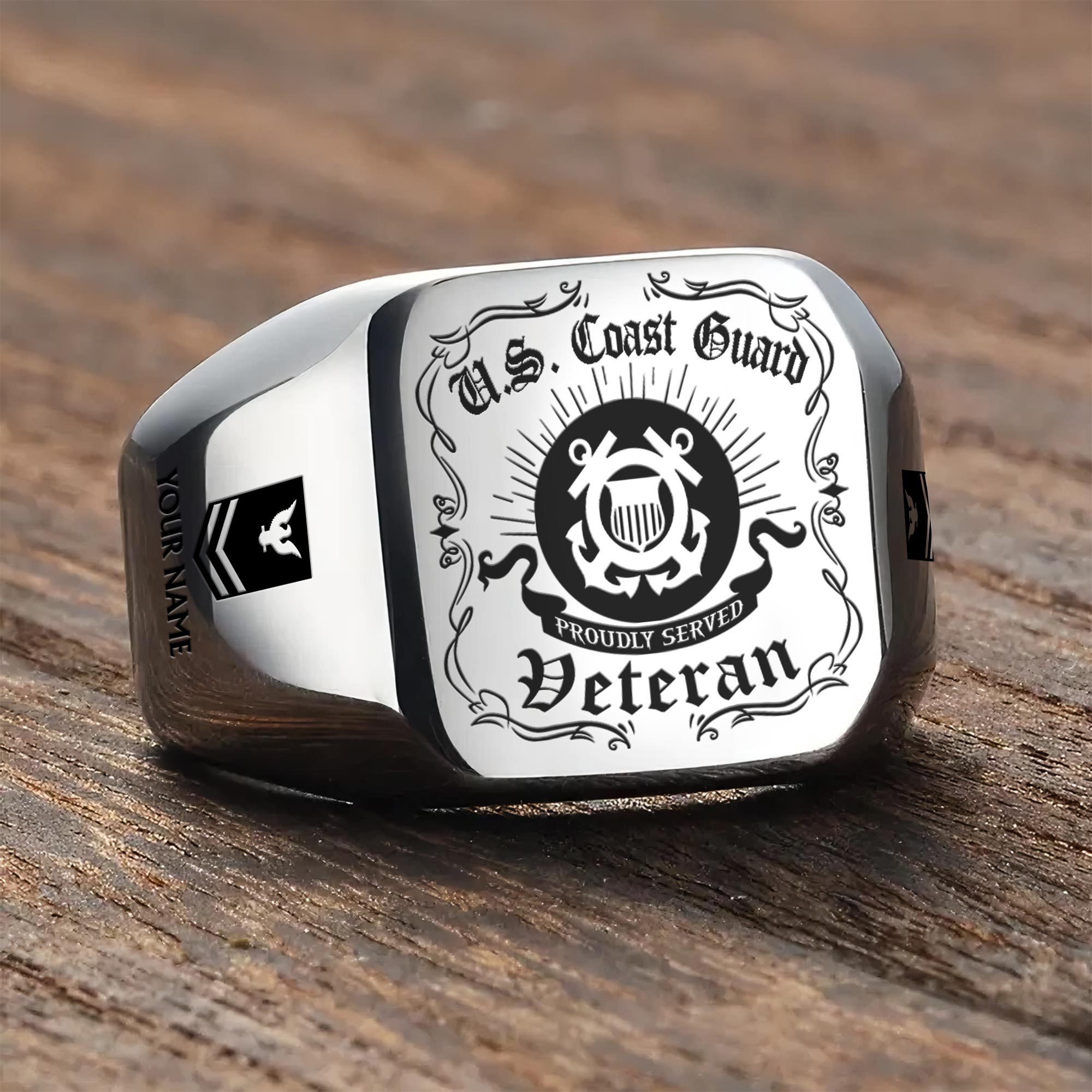 US Coast Guard, Always Ready - Engraved Men's Ring - Image 3