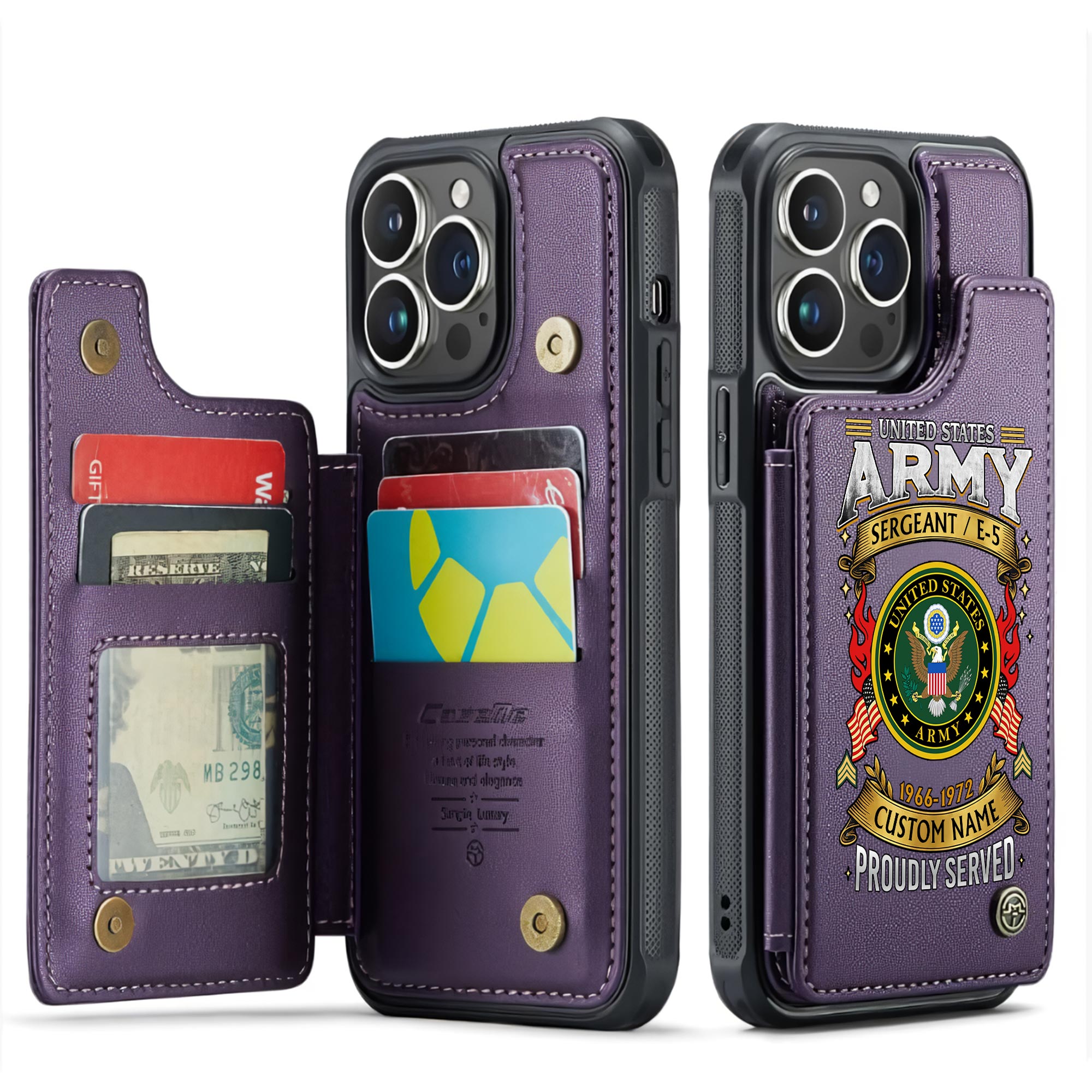 US Army, Thank a Veteran - Leather Flip Phone Case - Image 6