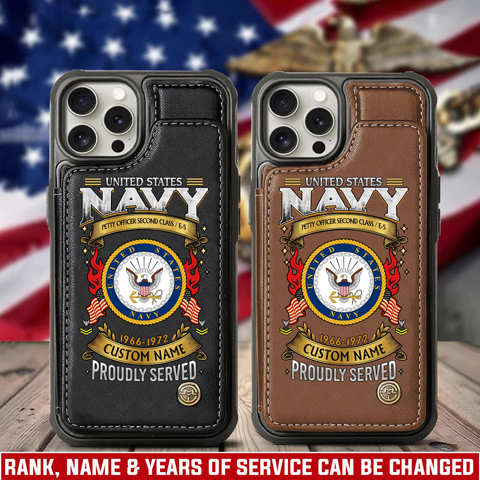 US Navy, Anchors Aweigh - Leather Flip Phone Case