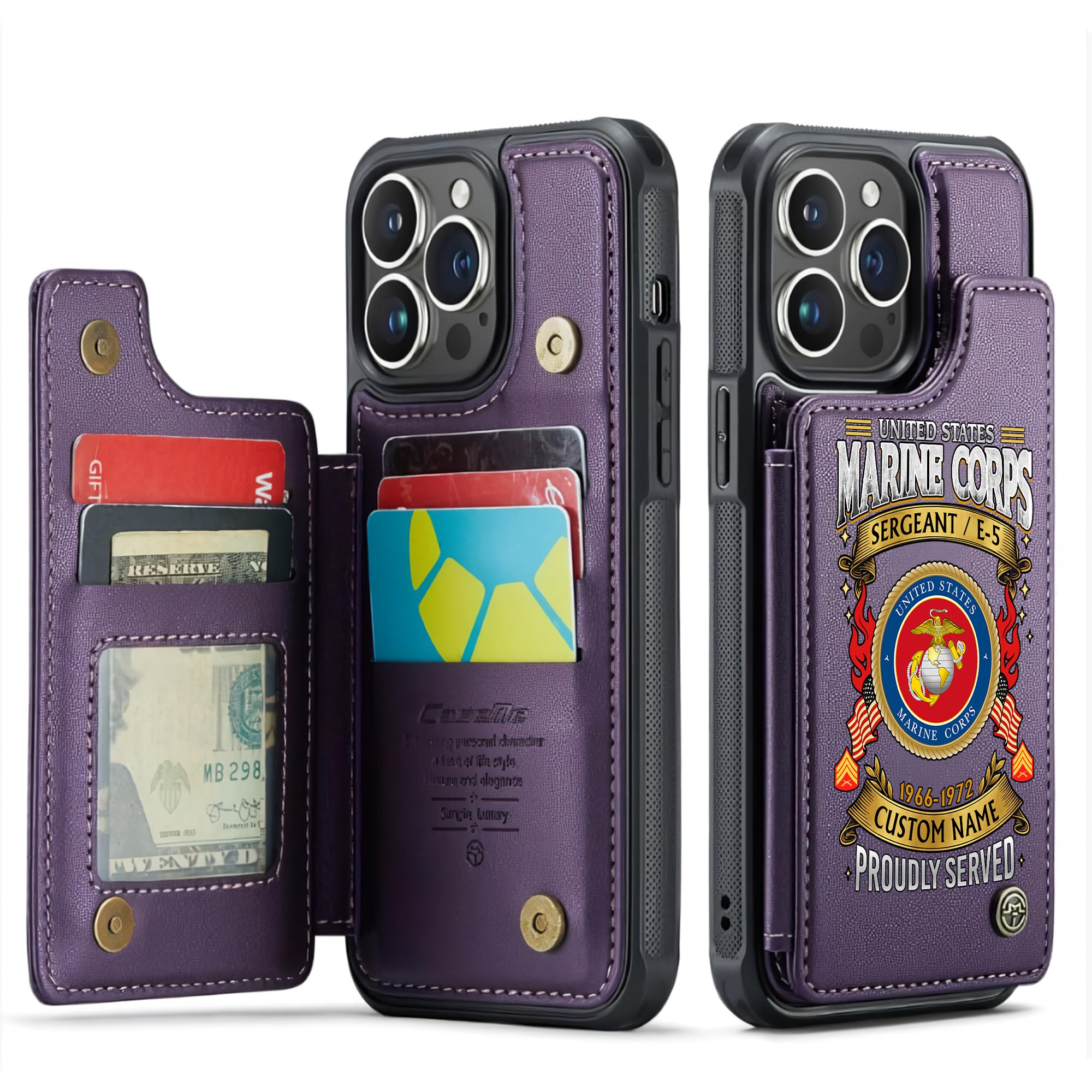 US Marine Corps, O 3 Marines Captain - Leather Flip Phone Case - Image 6