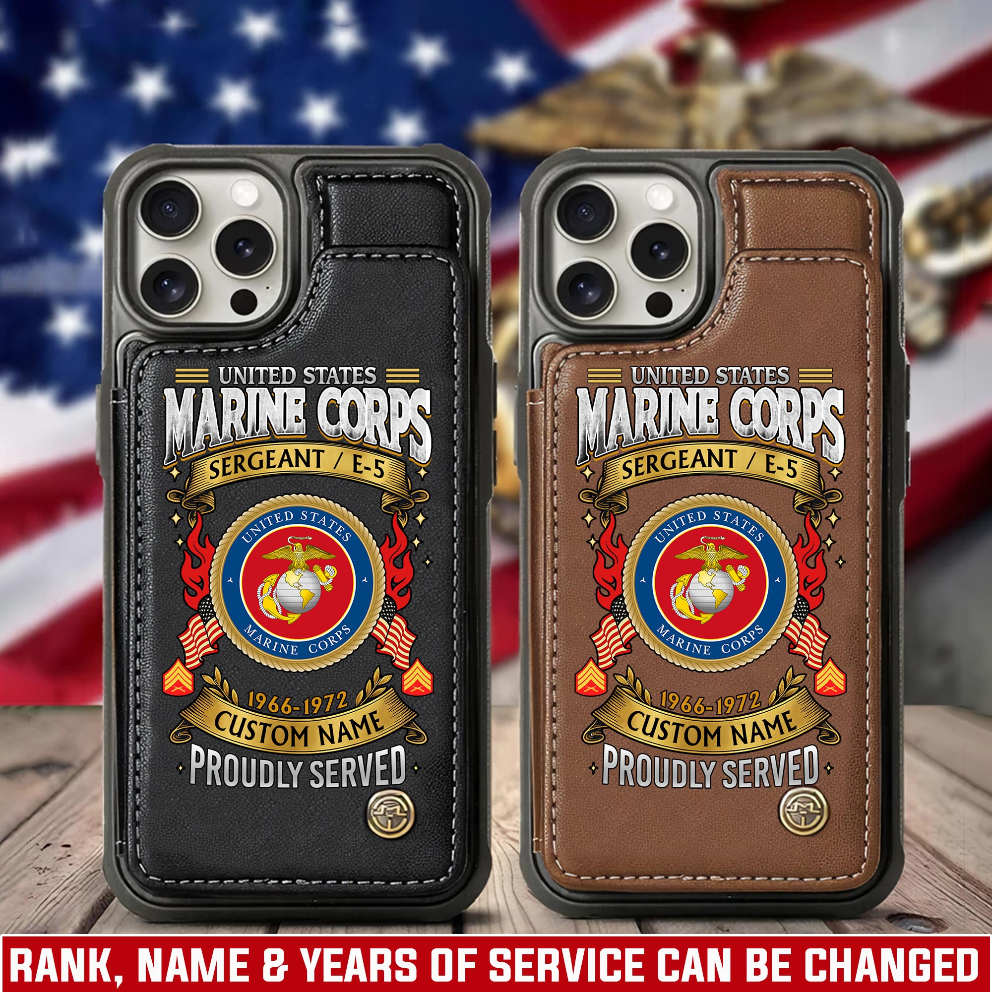 US Marine Corps, O 3 Marines Captain - Leather Flip Phone Case