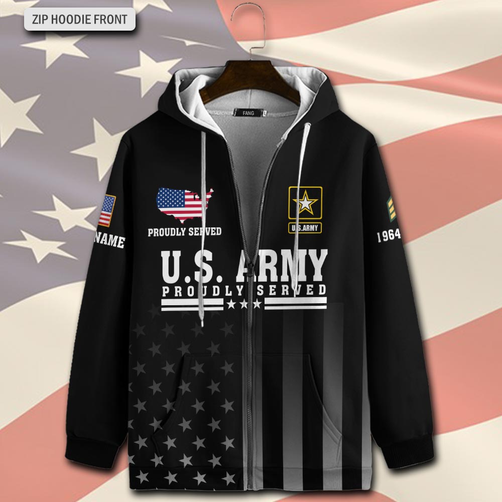 US Army, Proud To Have Served - Zip Hoodie - Image 2