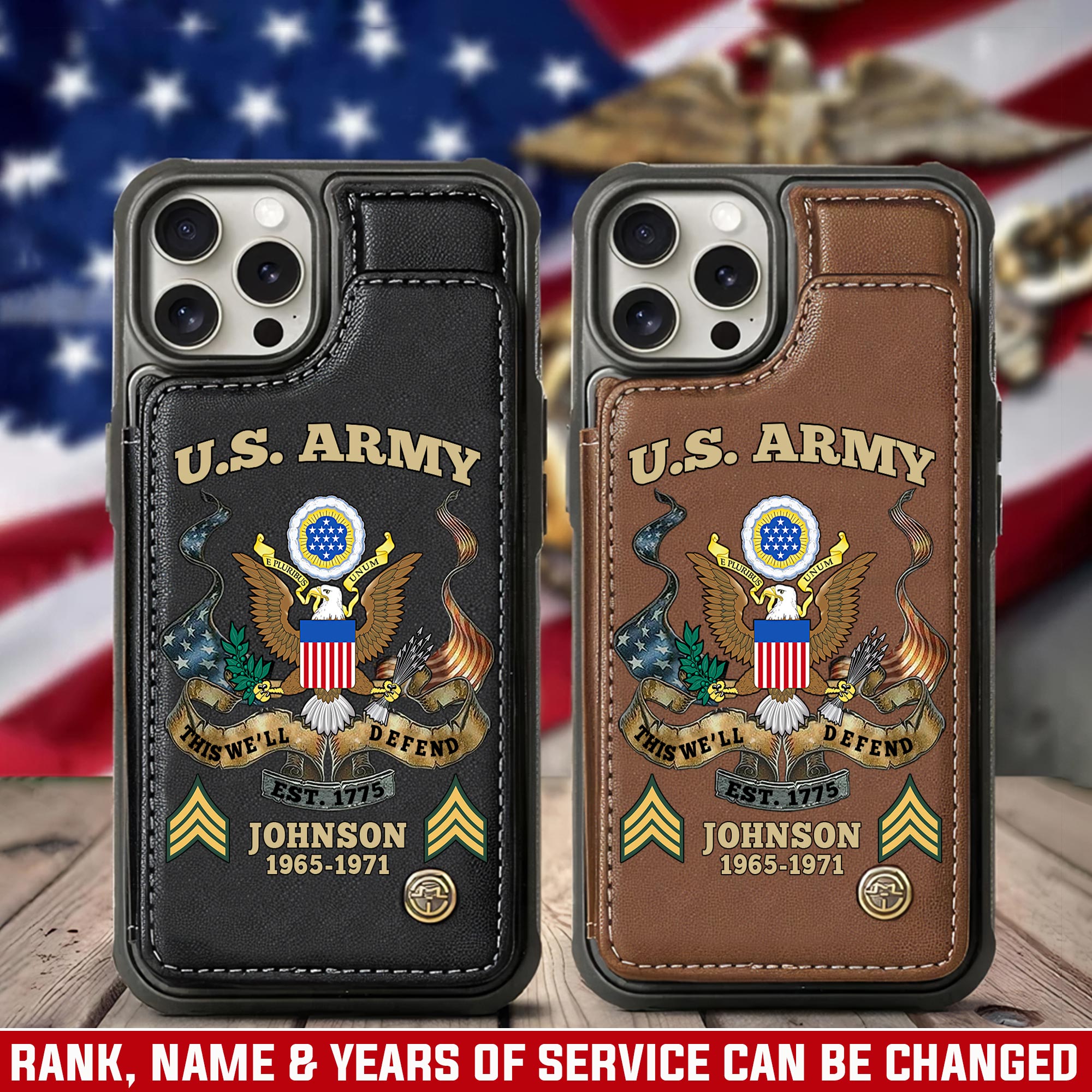 US Army, No One Fights Alone - Leather Flip Phone Case