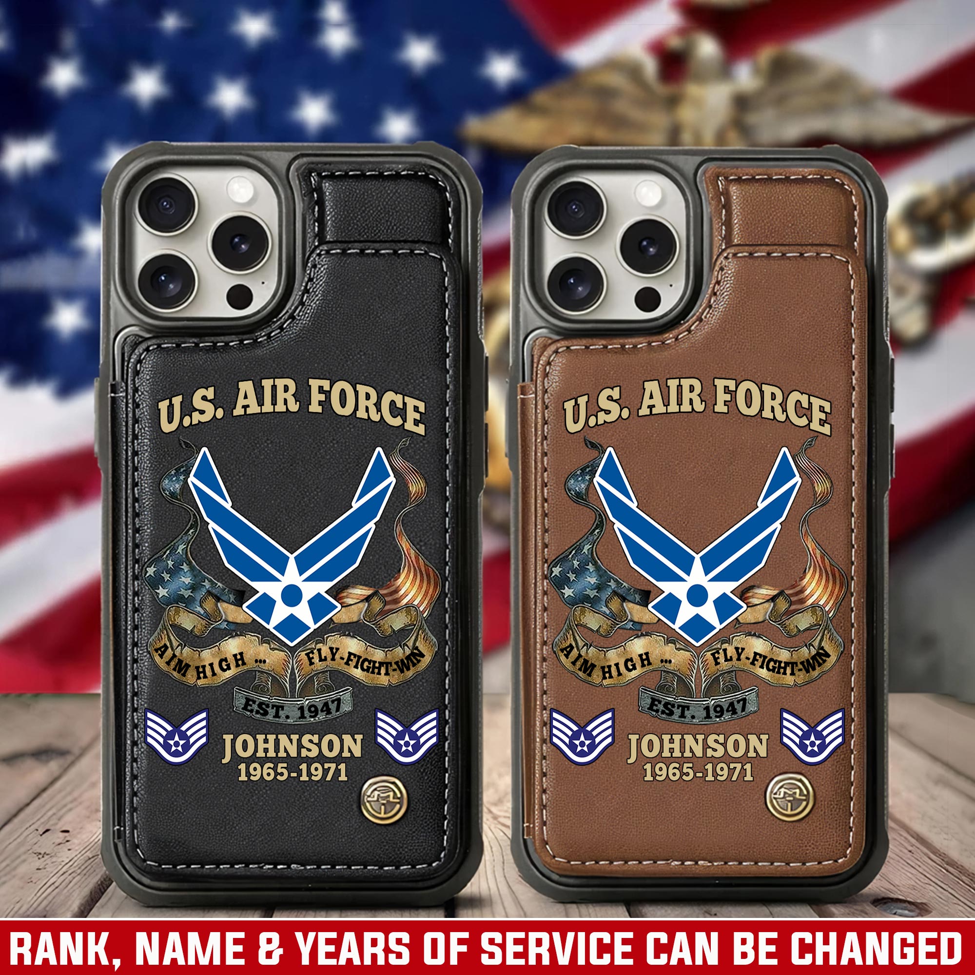 US Air Force , E 6 Air Force Technical Sergeant - Leather Flip Phone Case