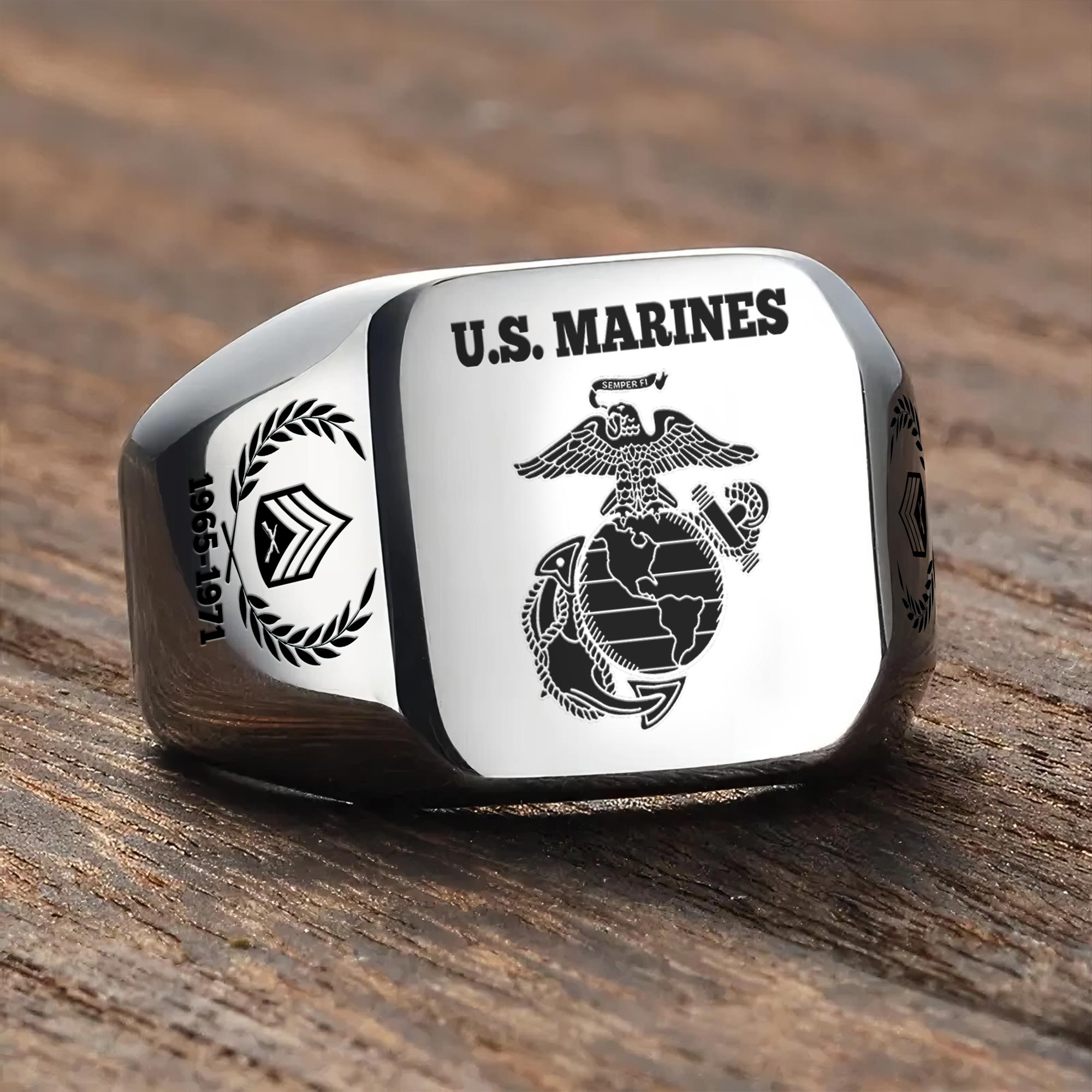 US Marine Corps, Always Remember, Never Forget - Engraved Men's Ring - Image 3