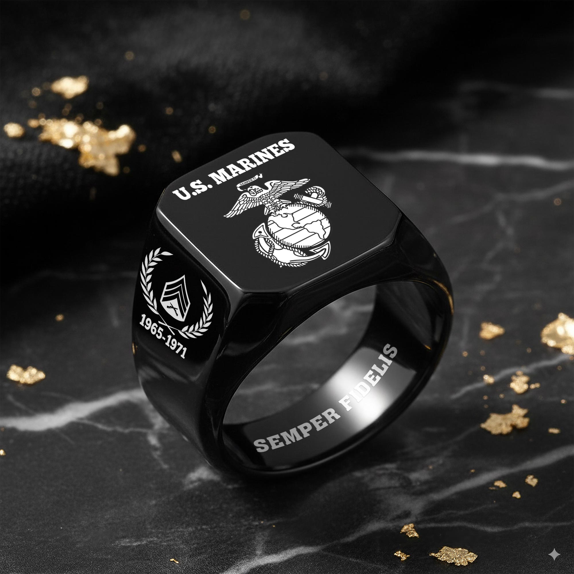US Marine Corps, Always Remember, Never Forget - Engraved Men's Ring - Image 8
