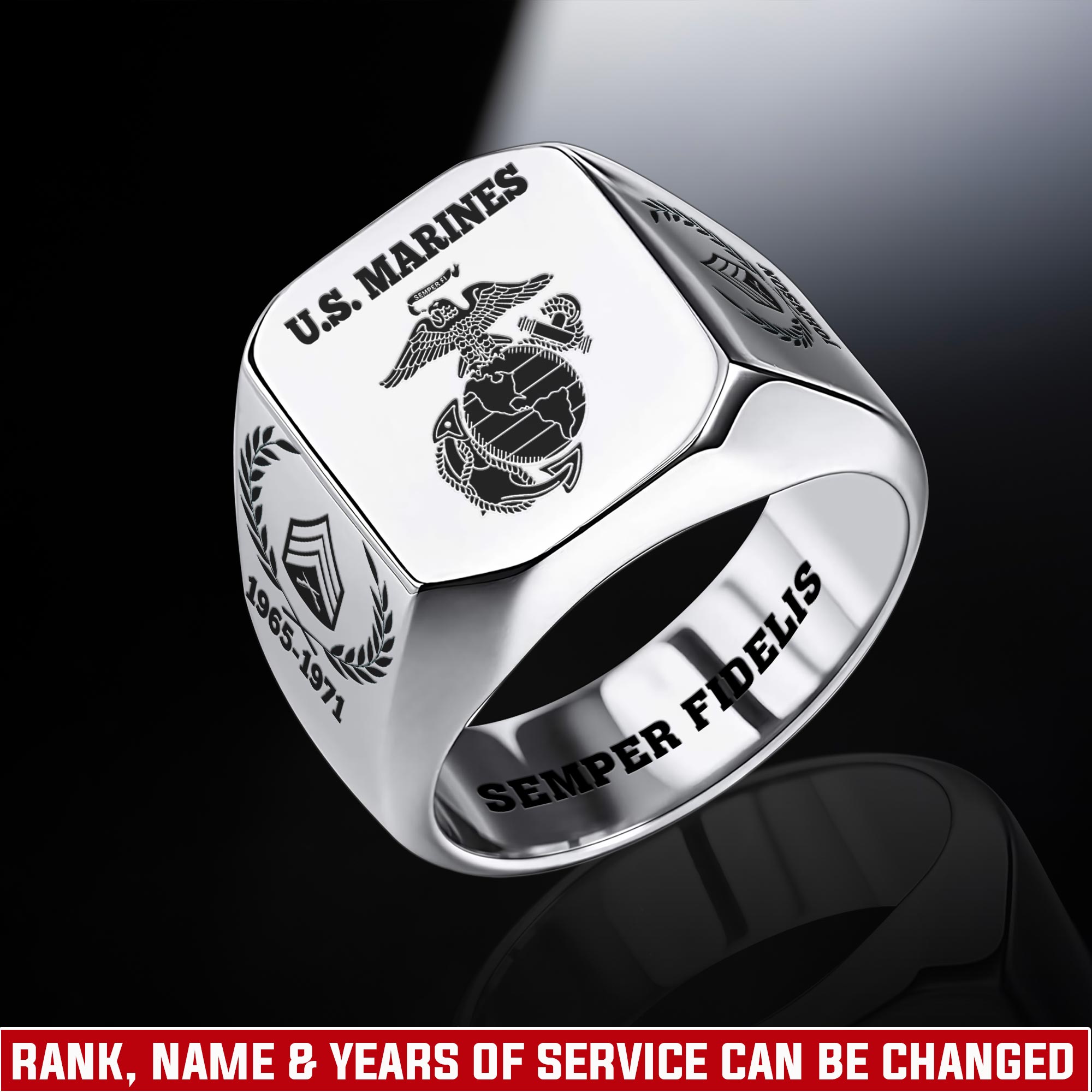 US Marine Corps, Always Remember, Never Forget - Engraved Men's Ring
