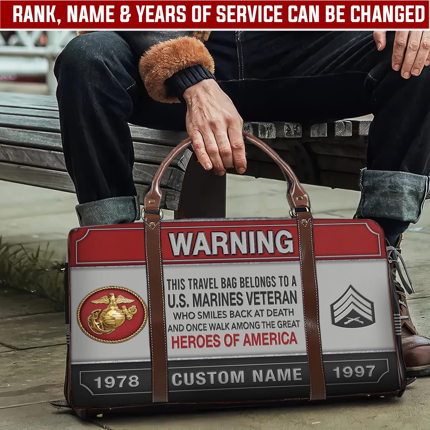 US Marine Corps, W 3 Marines Chief Warrant Officer 3 - Travel Bag - Size L: 20.4 x 9.4 x 10.2 inches