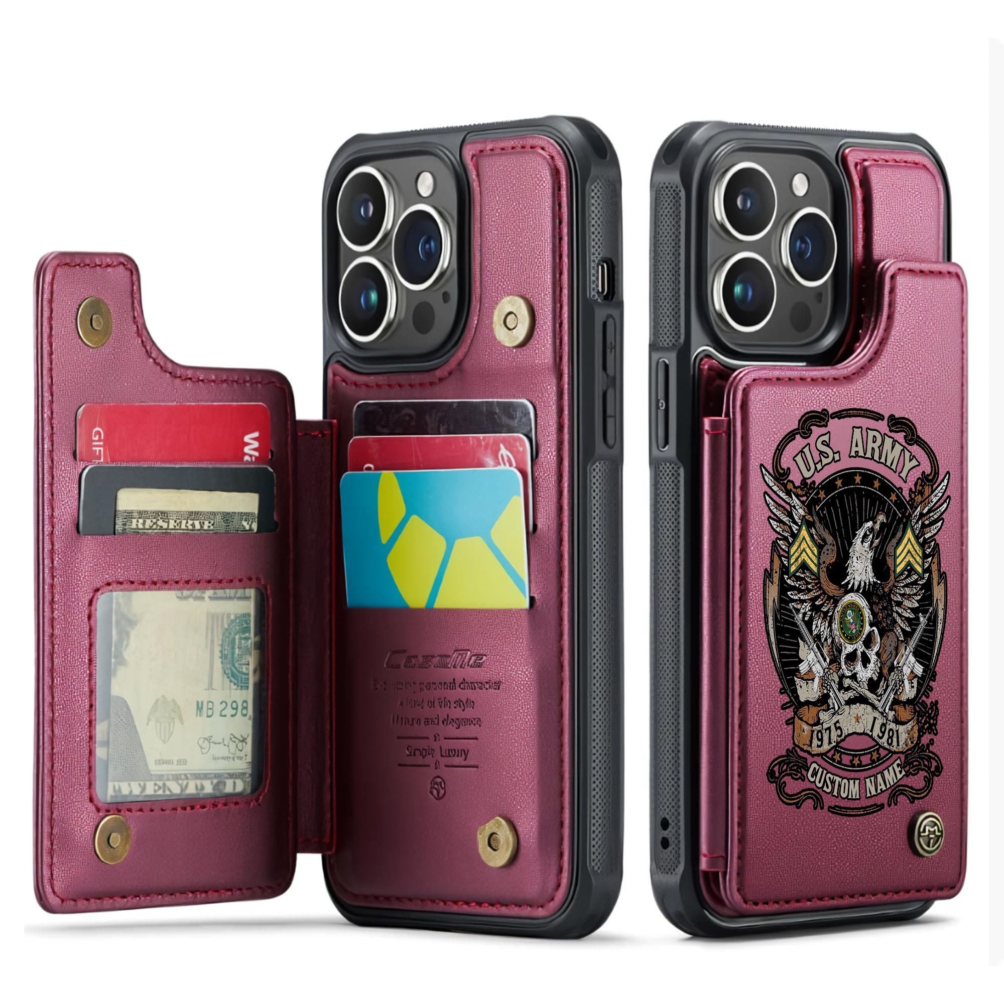 US Army, E 3 Army Private First Class - Leather Flip Phone Case - Image 4