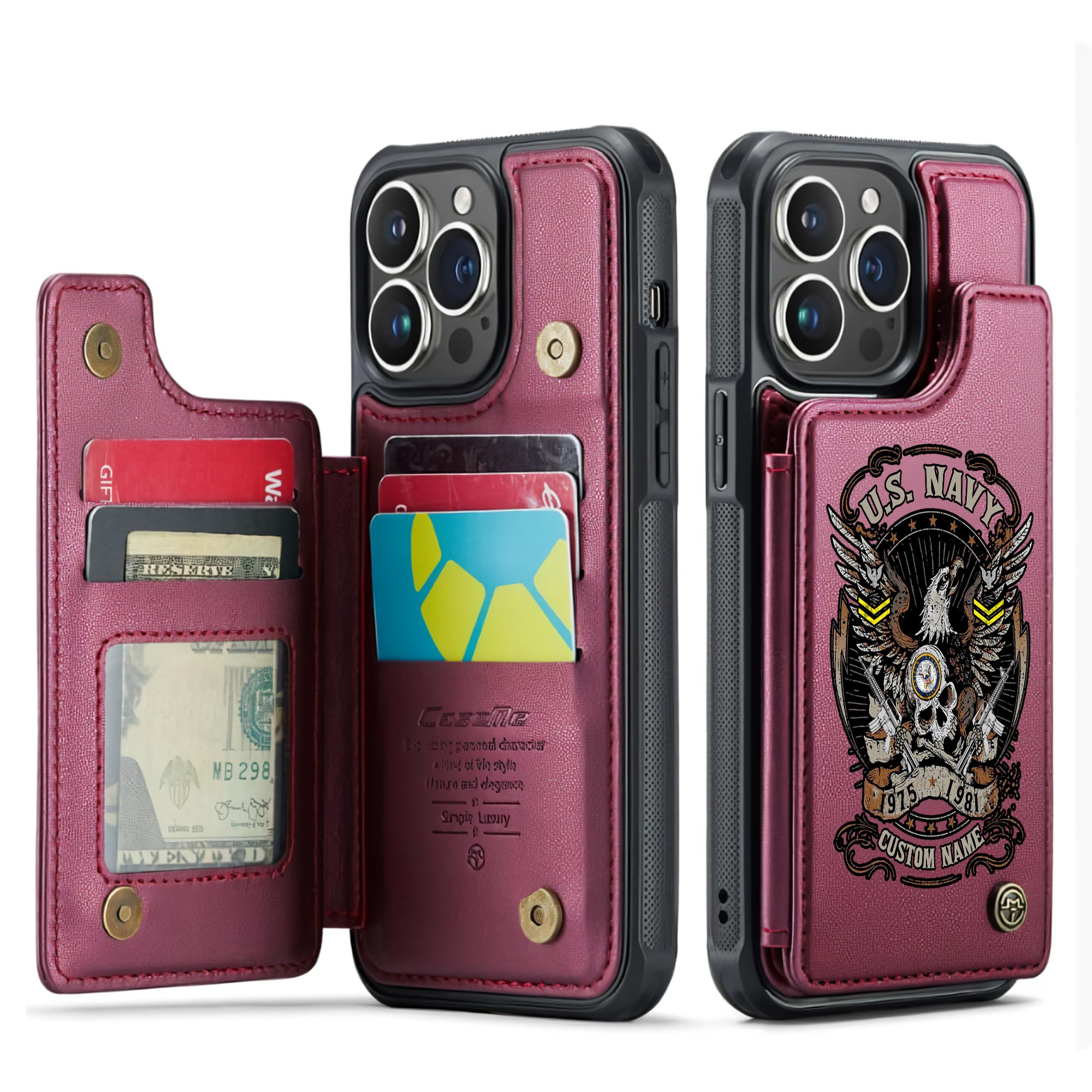 US Navy, Honor, Duty, Service - Leather Flip Phone Case - Image 4