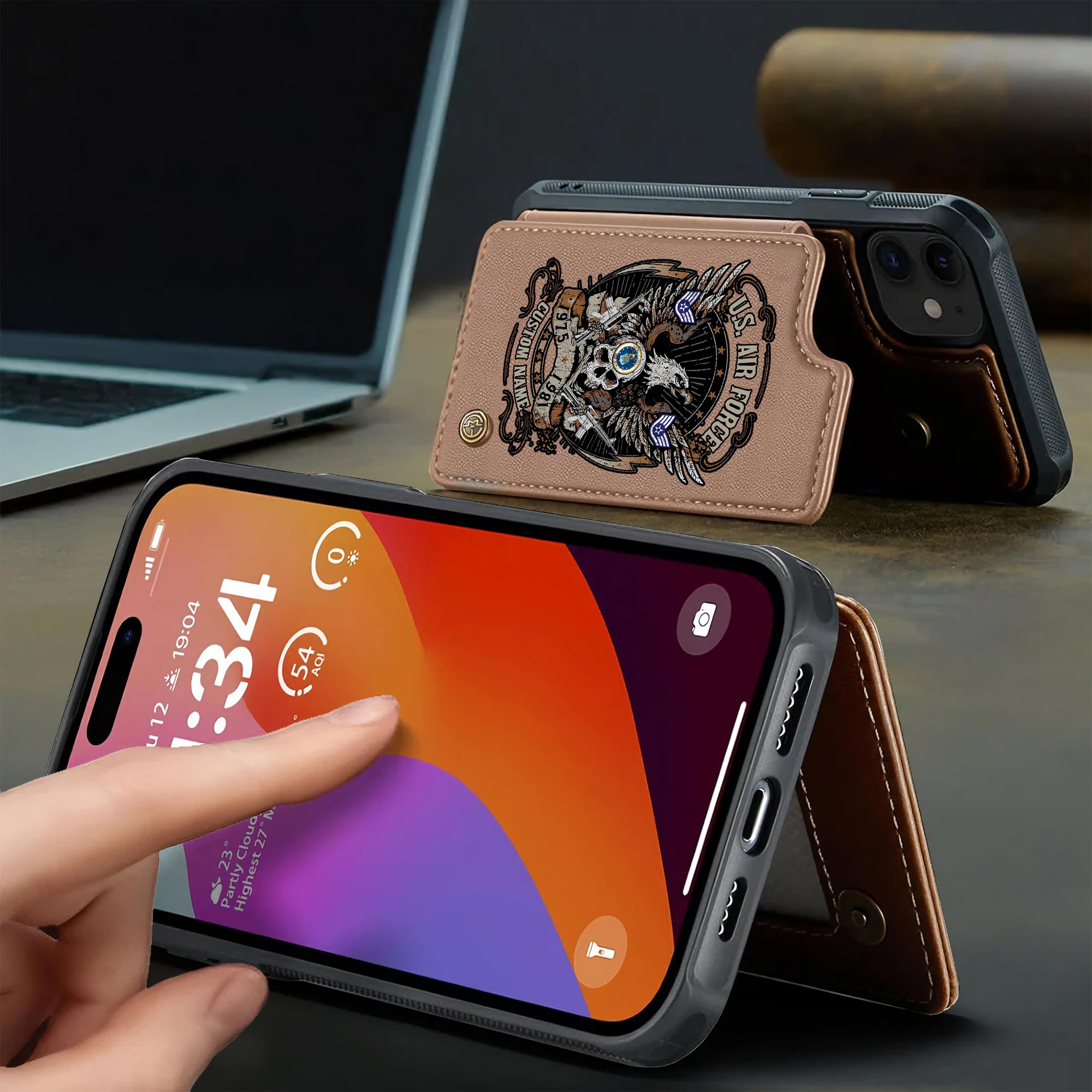 US Air Force , O 6 Air Force Colonel - Leather Flip Phone Case - Image 3