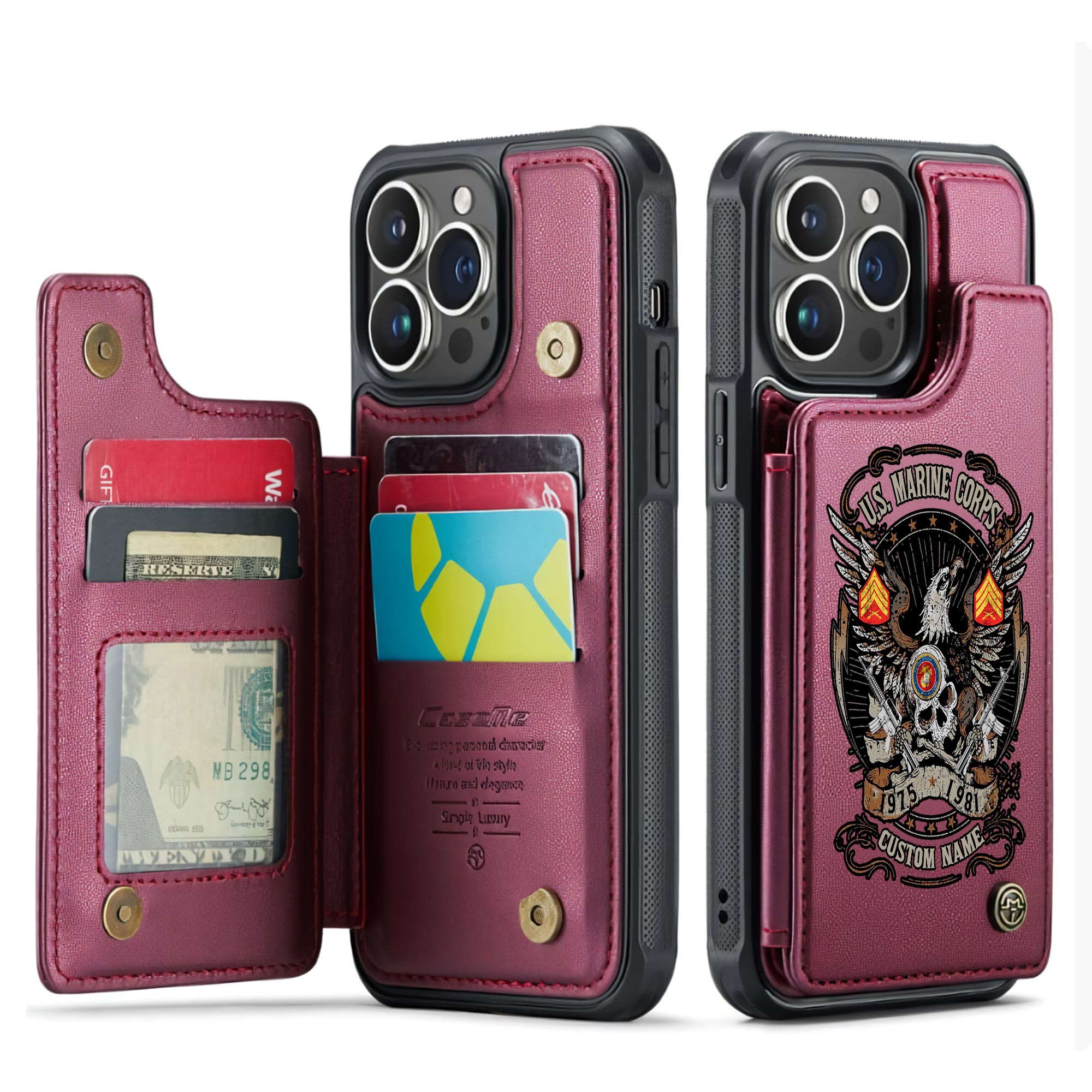 US Marine Corps, Life And Pride - Leather Flip Phone Case - Image 4