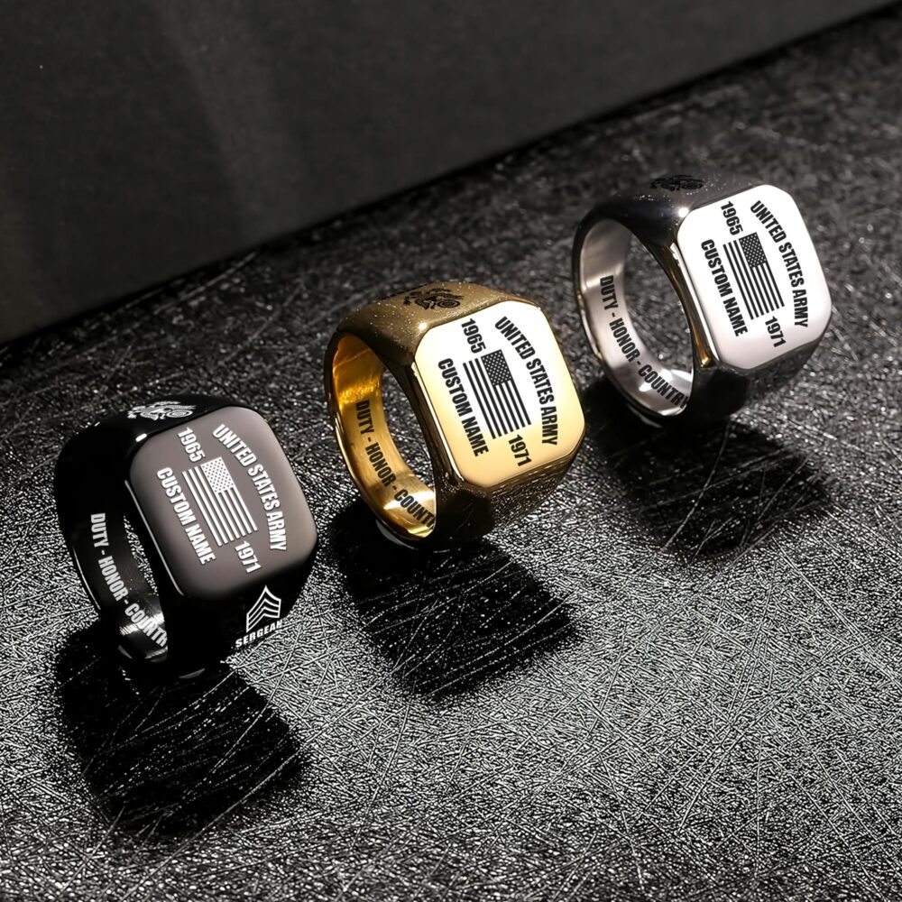 US Army, O 6 Army Colonel - Engraved Men's Ring - Image 7