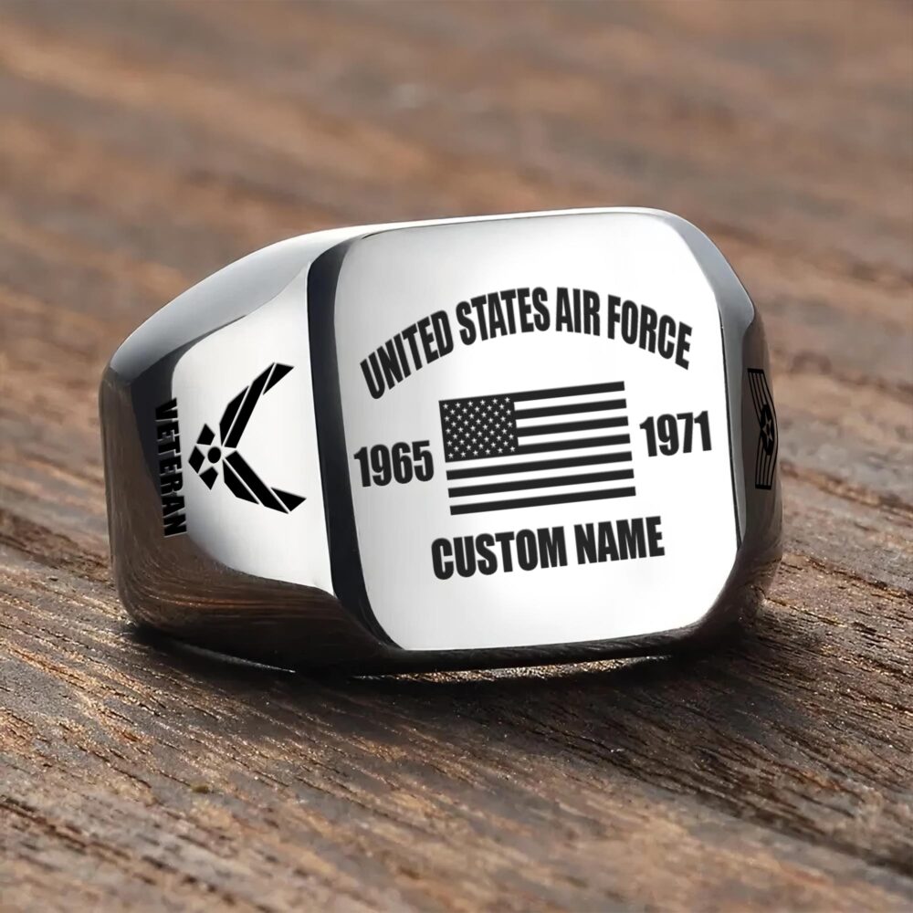 US Air Force , E 6 Air Force Technical Sergeant - Engraved Men's Ring - Image 3