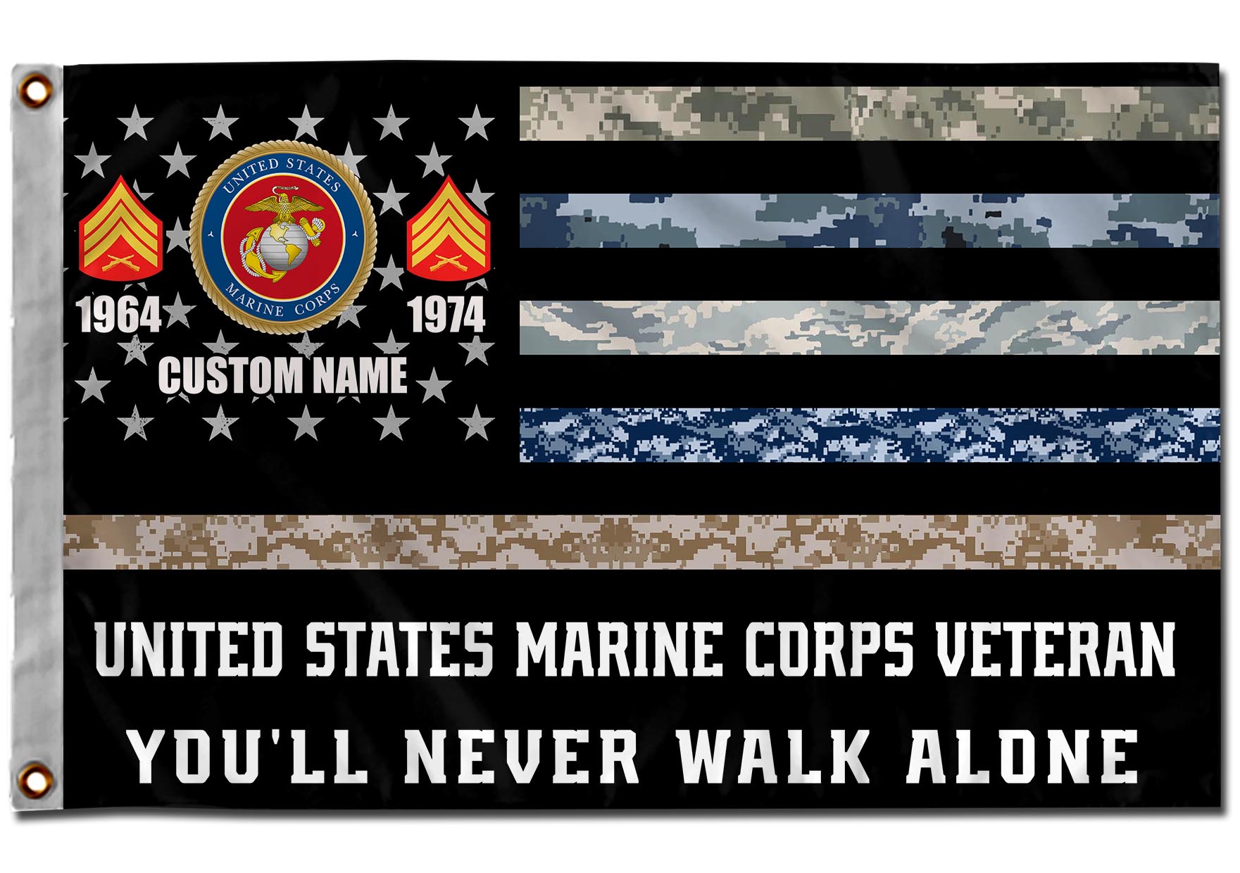 US Marine Corps, No One Fights Alone - Flying Flag 2×3 Feet(60×90 Cm) - Image 2