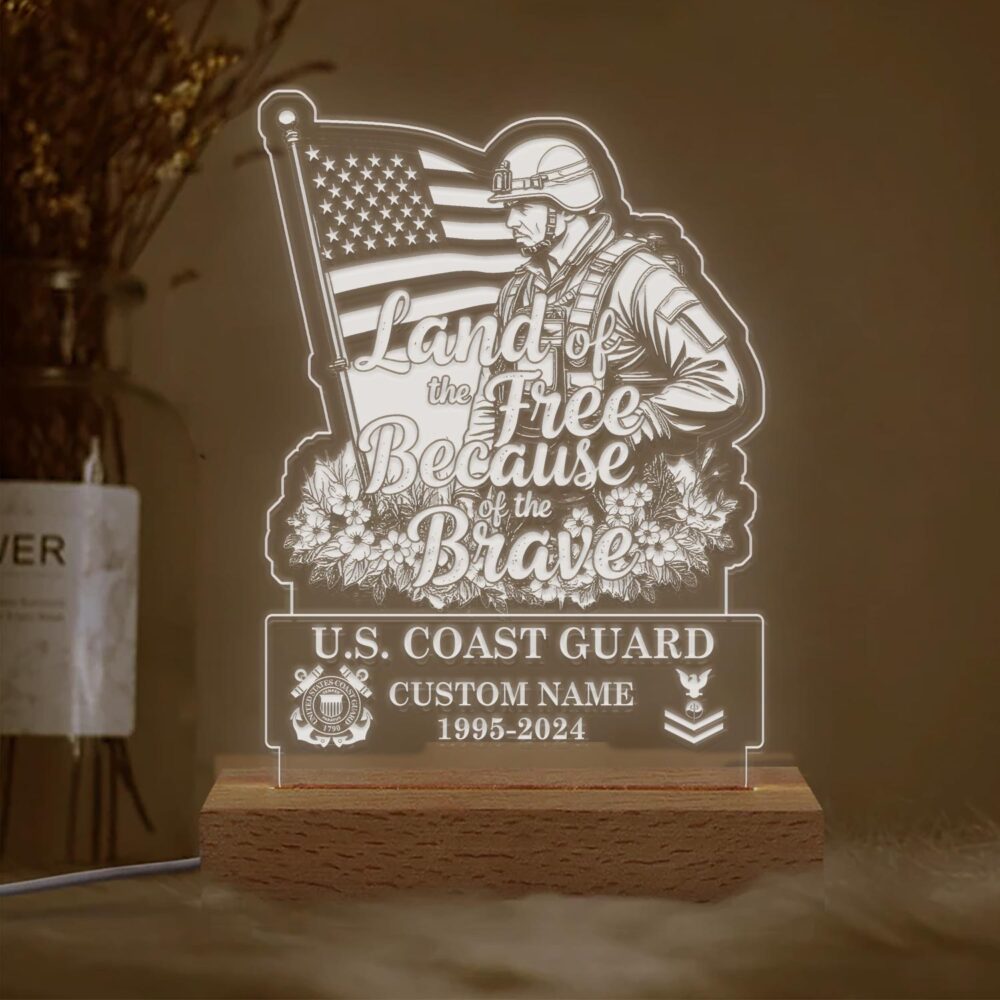 US Coast Guard, E 8 Gold - Personalized Led Lamp - Image 2